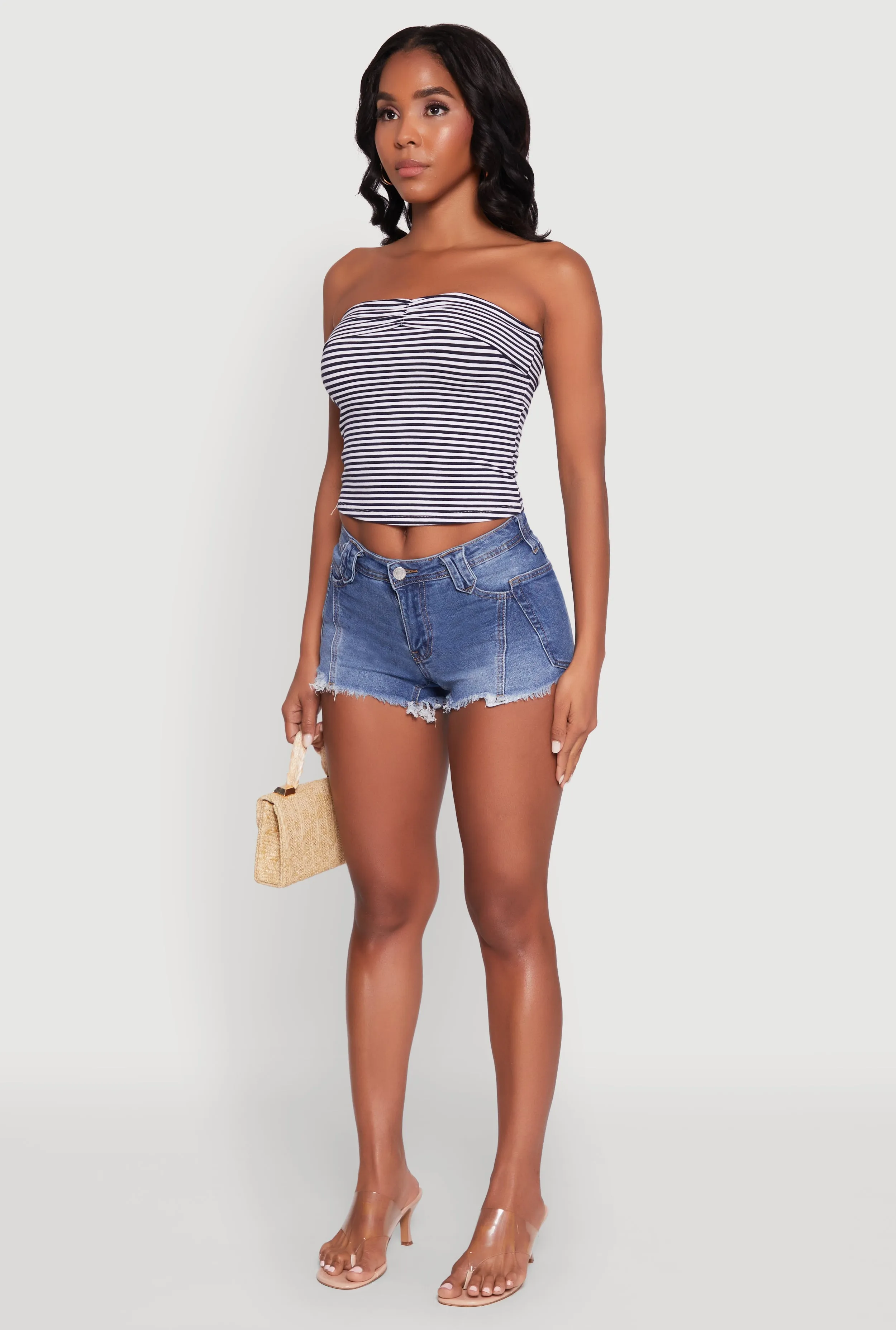 Madden Girl Frayed Hem Denim Booty Shorts sold by Rainbow product image thumbnail 3