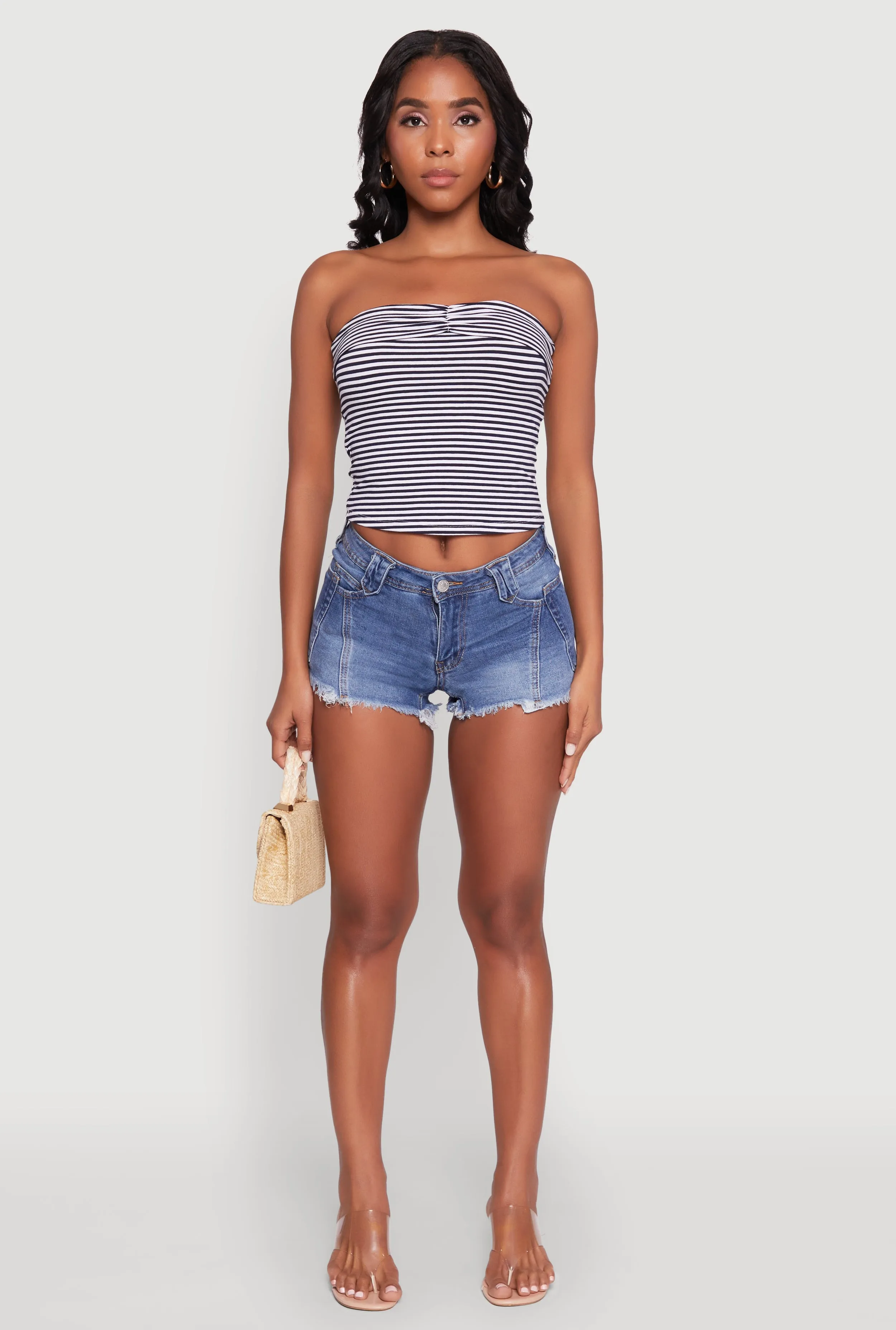 Madden Girl Frayed Hem Denim Booty Shorts sold by Rainbow