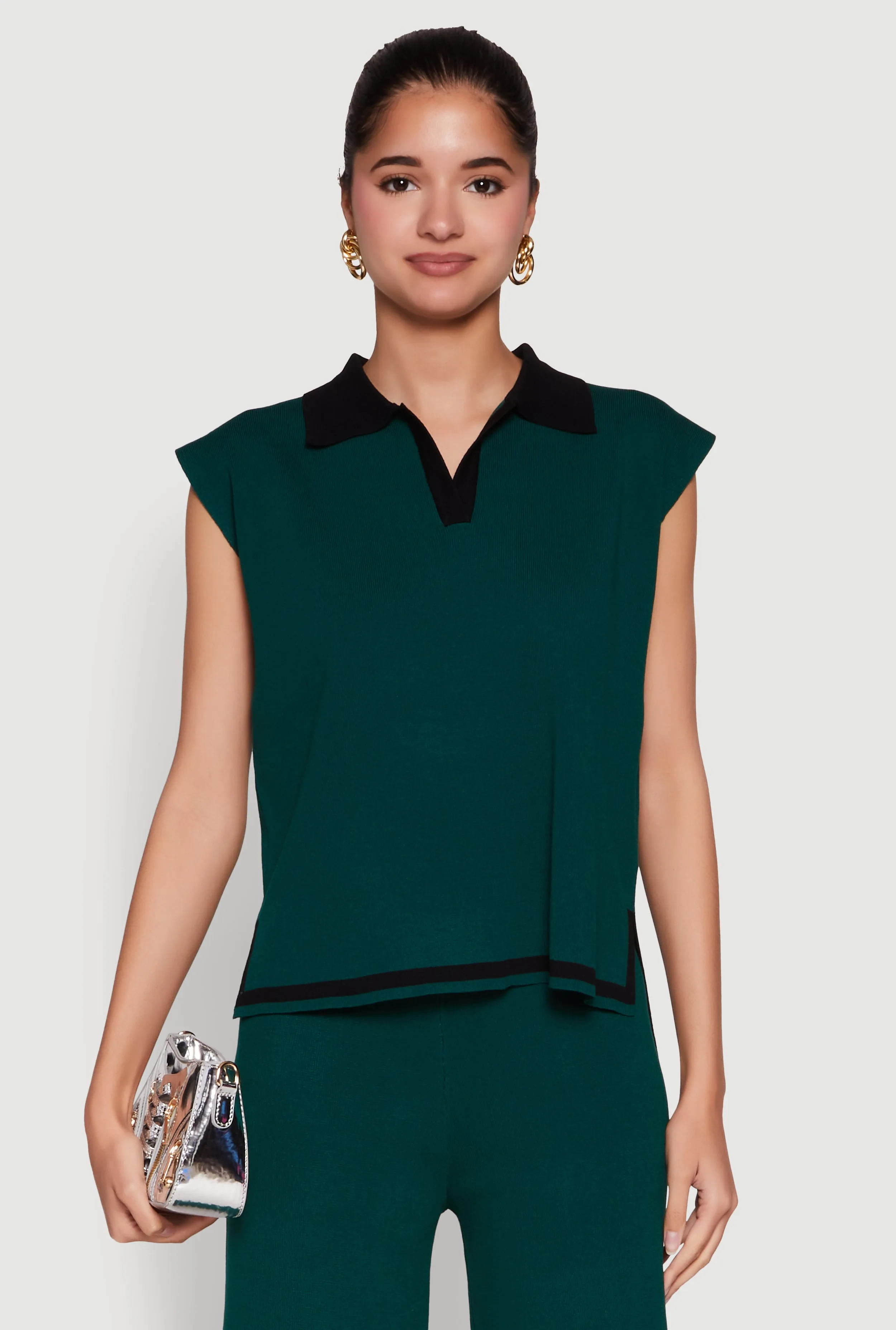 Daisy Contrast Trim Cap Sleeve Blouse sold by Rainbow