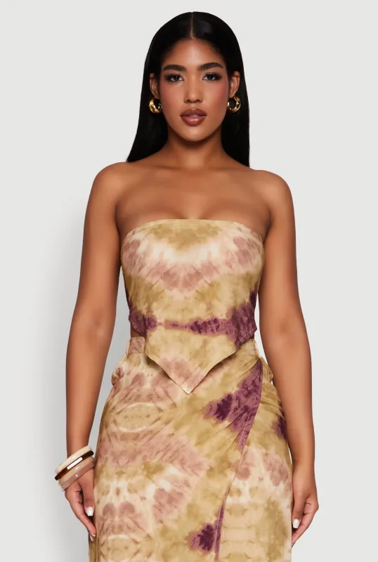 Tie Dye Hanky Hem Tube Top sold by Rainbow