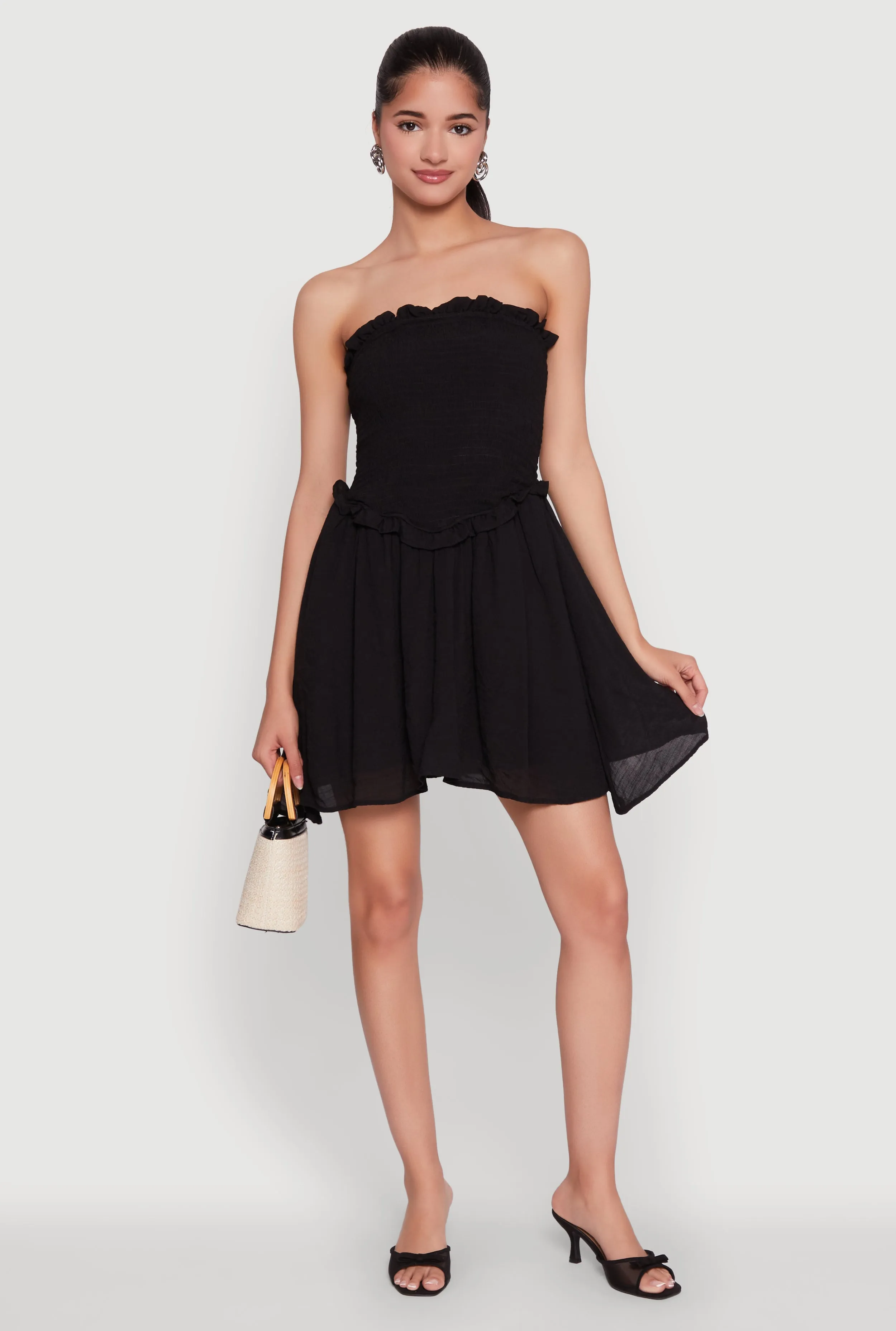 Gauze Knit Smocked Mini Dress sold by Rainbow