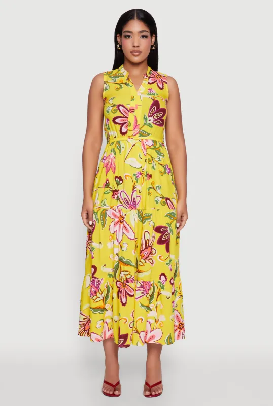 Floral Print Tiered Maxi Sundress sold by Rainbow