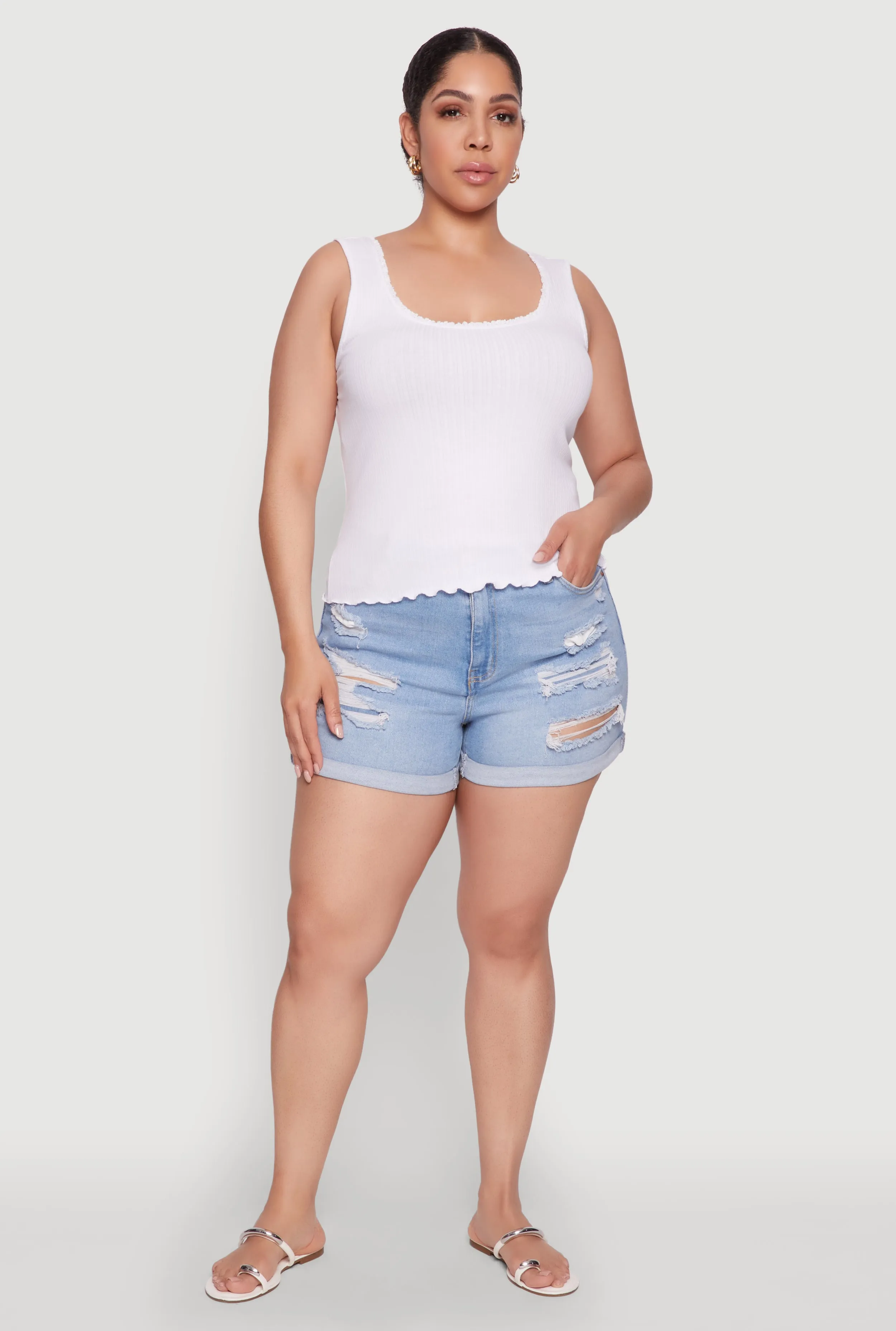 Plus Size Scoop Neck Tank Top sold by Rainbow