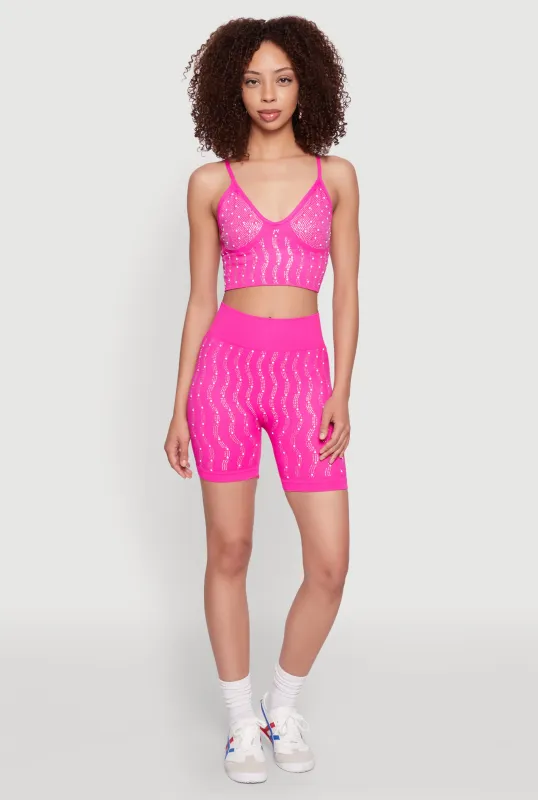 Seamless Rhinestone Faux Pearl Biker Shorts sold by Rainbow