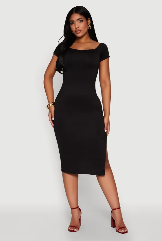 Haute Monde Side Slit Midi Dress sold by Rainbow