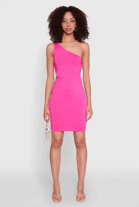 Keyhole Side One Shoulder Mini Dress sold by Rainbow
