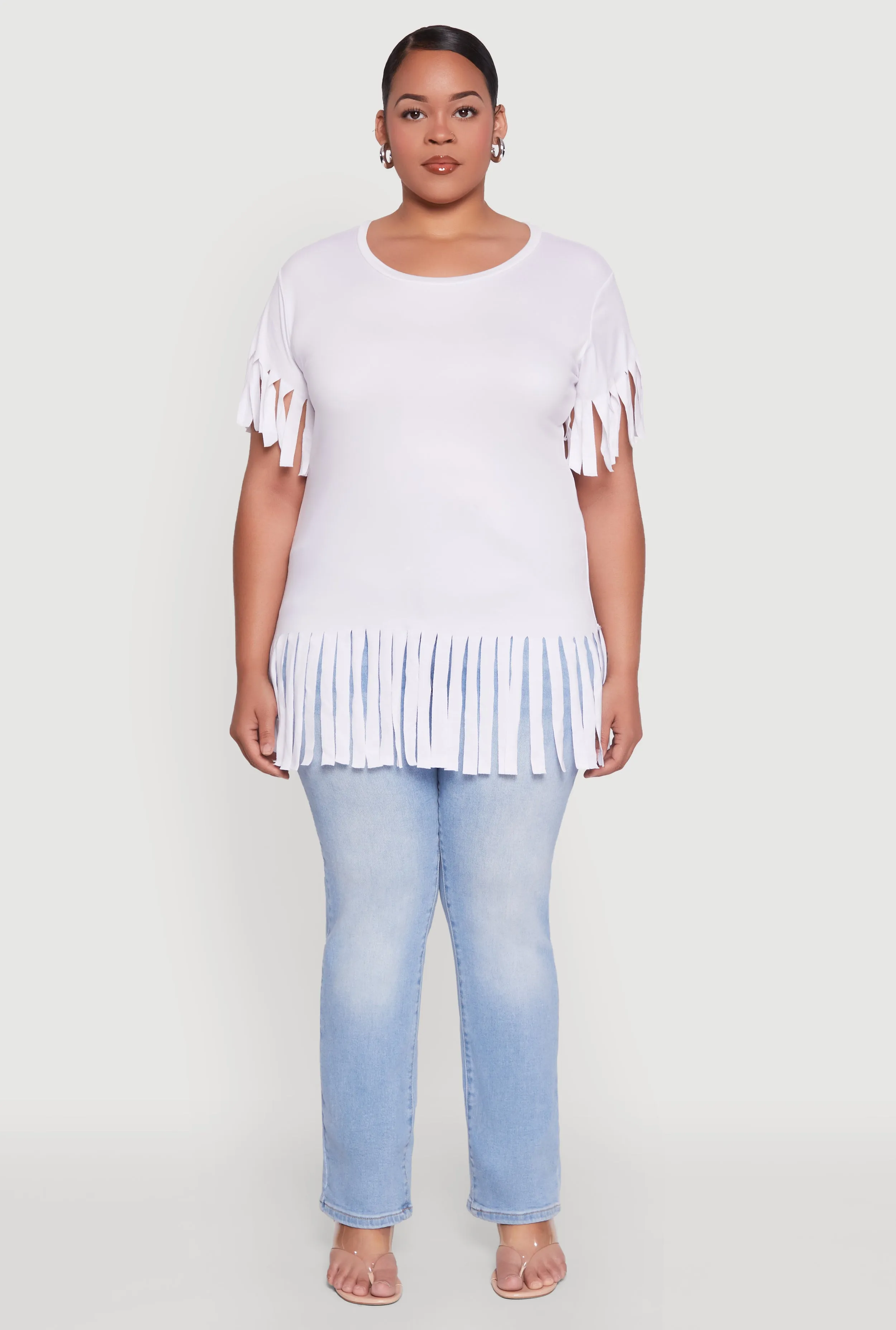 Plus Size Fringe Sleeve Hem Tee sold by Rainbow product image thumbnail 3