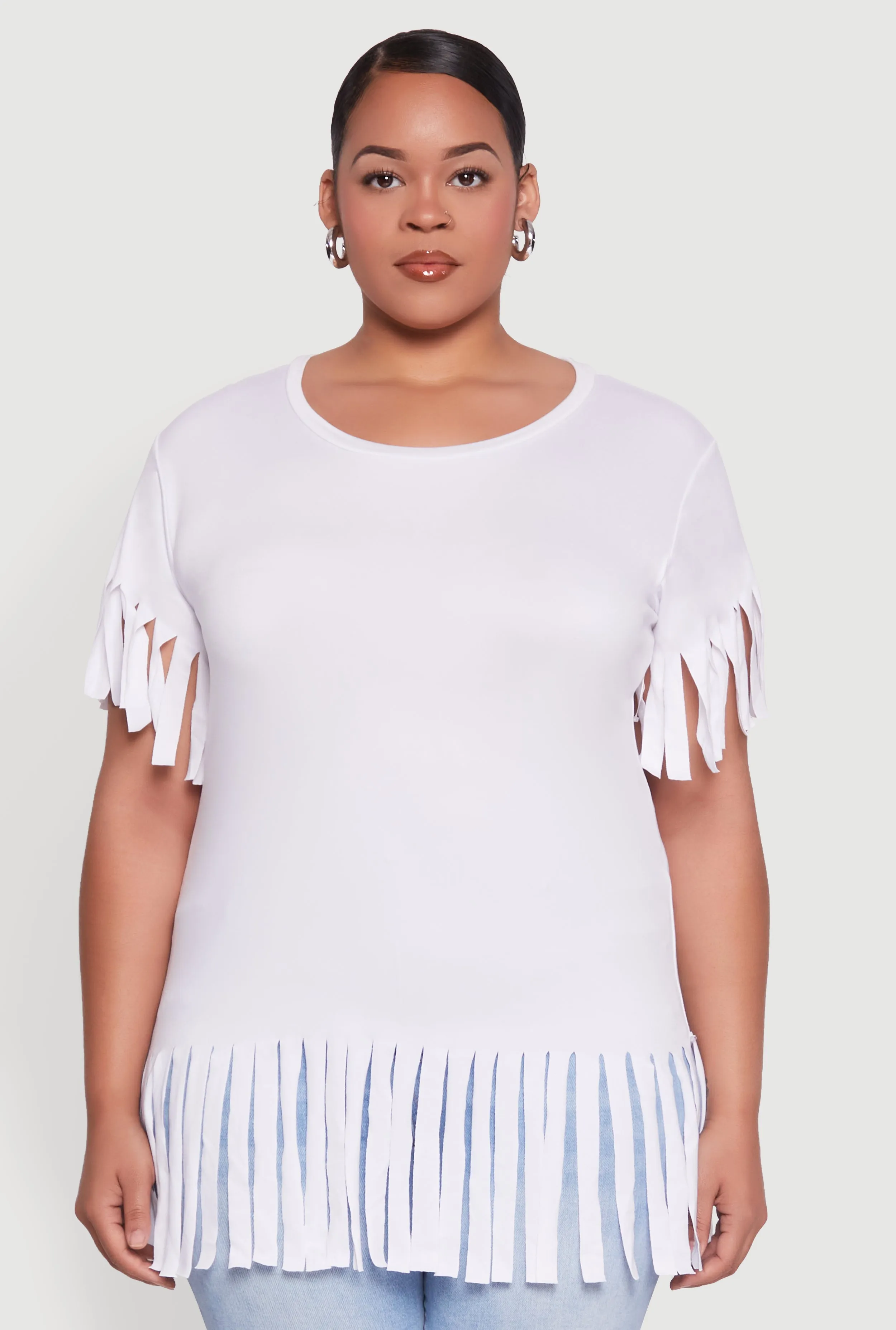 Plus Size Fringe Sleeve Hem Tee sold by Rainbow product image thumbnail 2