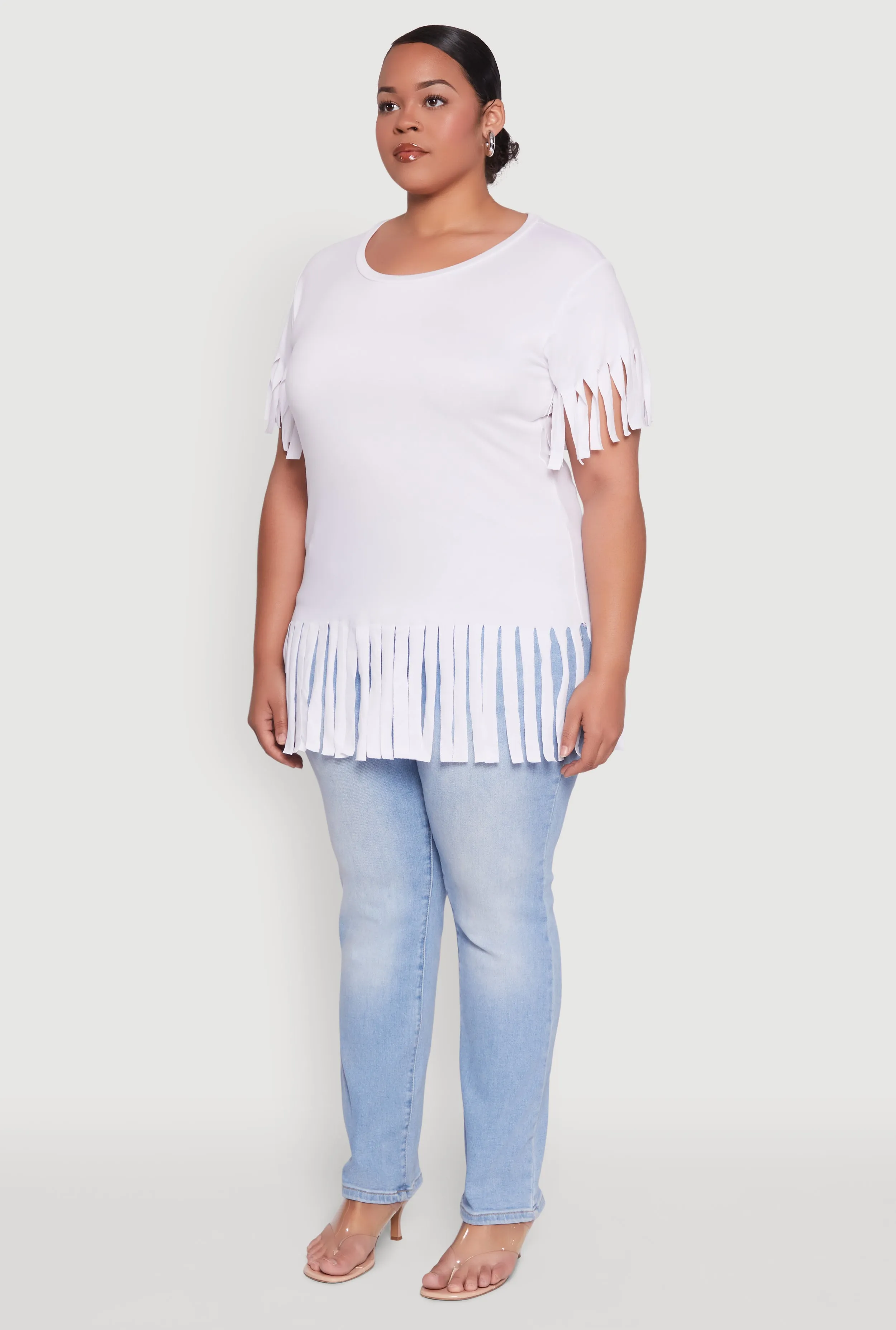 Plus Size Fringe Sleeve Hem Tee sold by Rainbow product image thumbnail 5