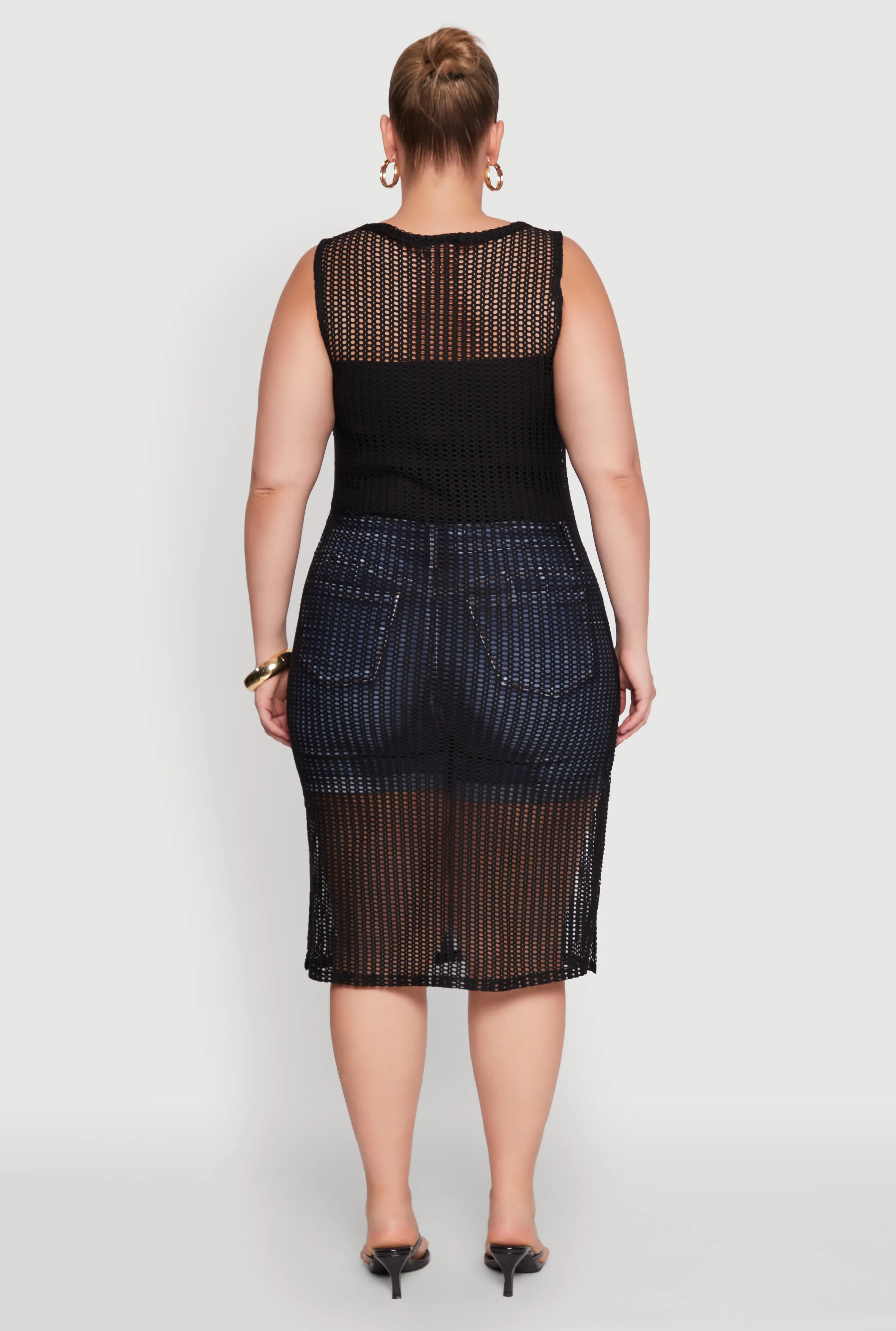 Plus Size Fishnet Side Slit Maxi Cover Up sold by Rainbow product image thumbnail 5