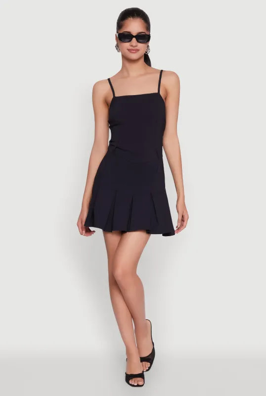Square Neck Pleated Skater Dress sold by Rainbow