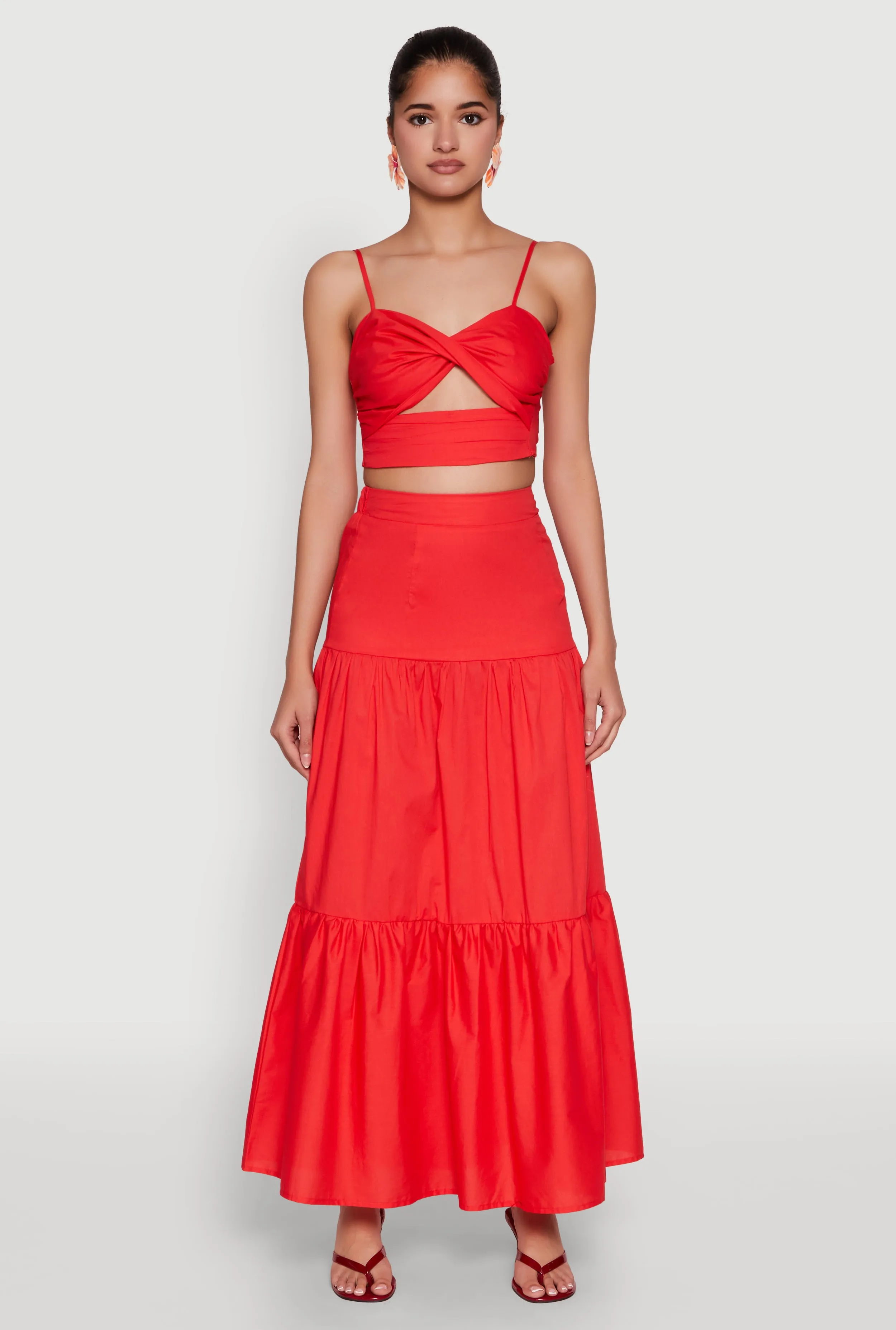 Poplin High Waist Tiered Maxi Skirt sold by Rainbow product image thumbnail 2