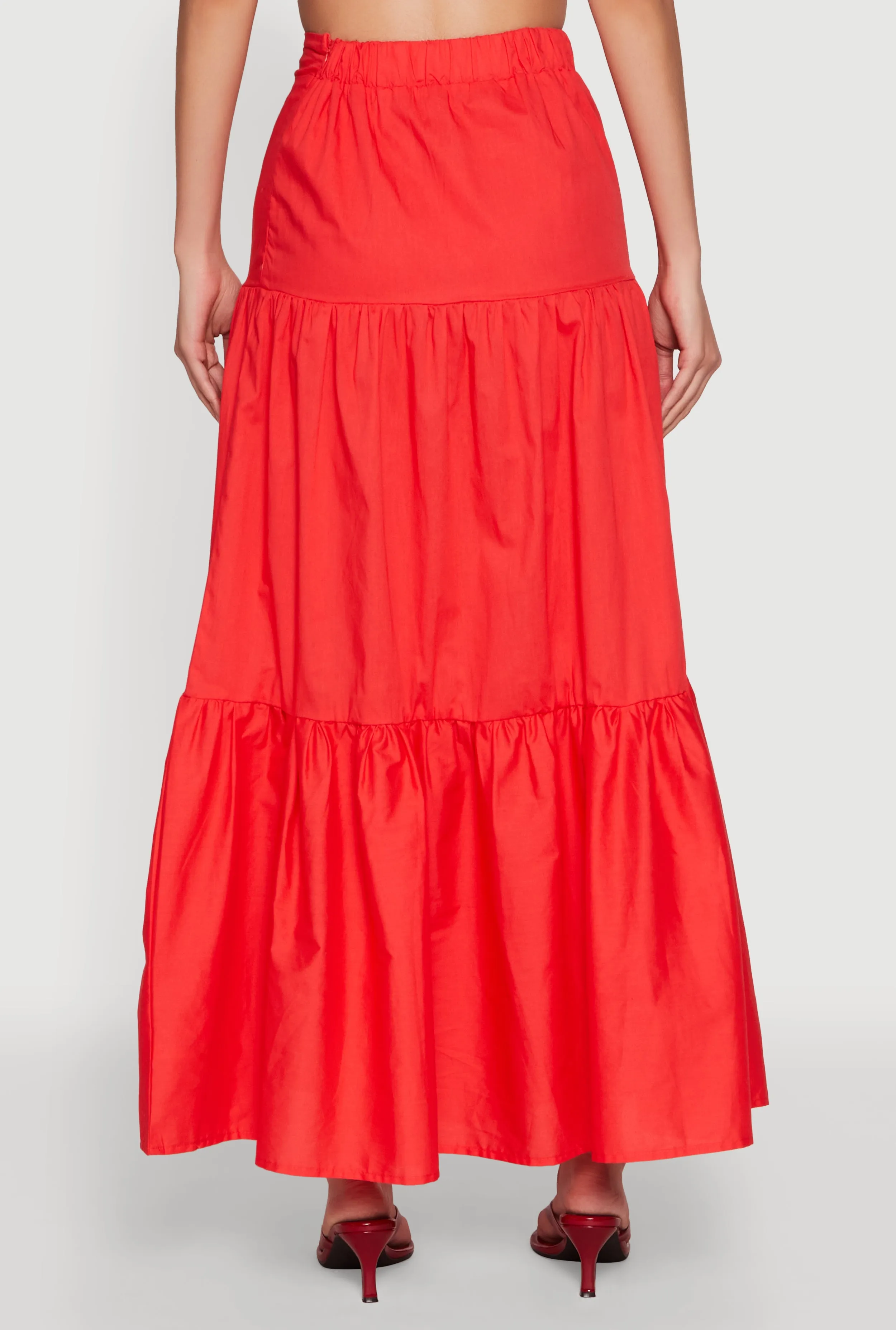 Poplin High Waist Tiered Maxi Skirt sold by Rainbow product image thumbnail 5
