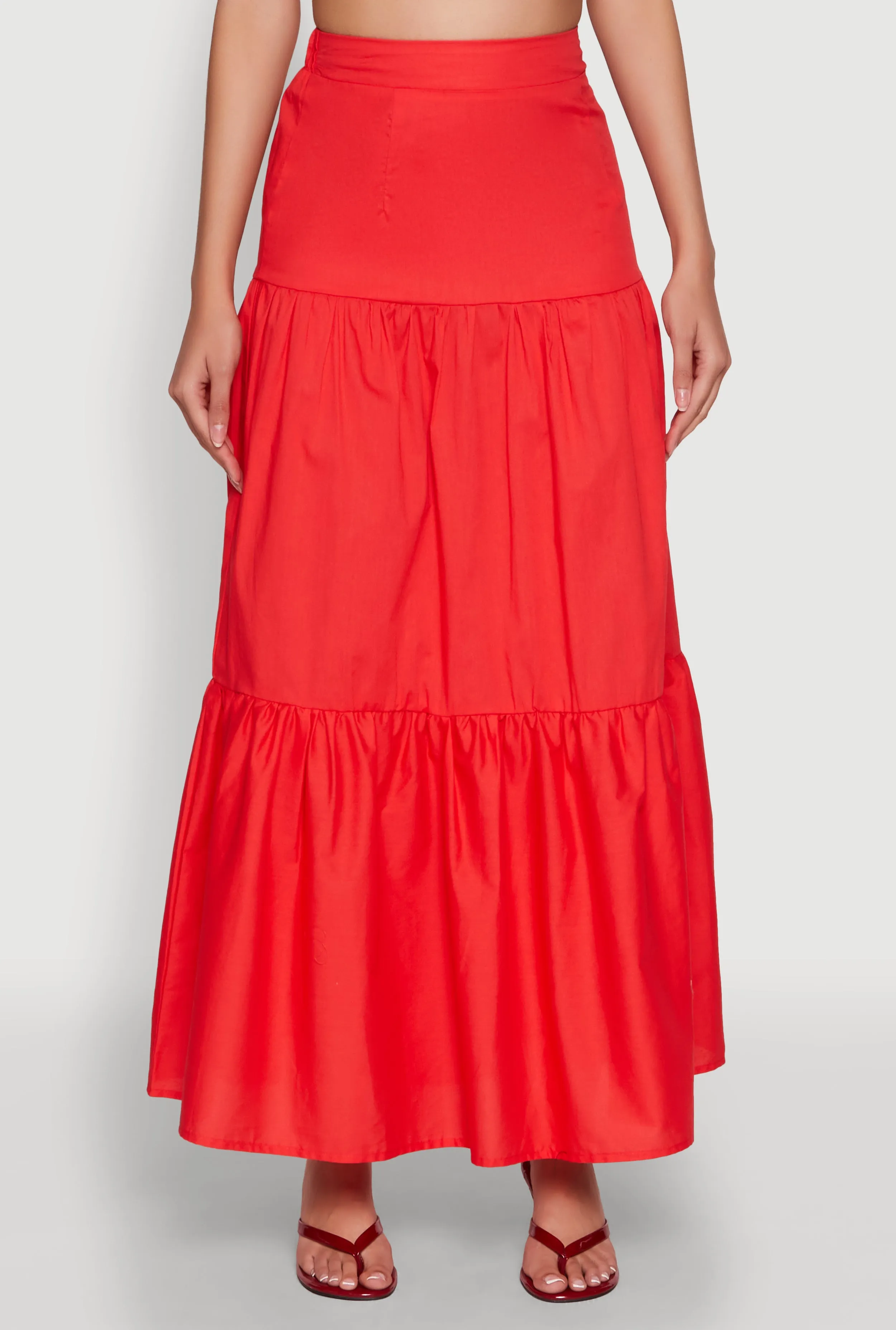 Poplin High Waist Tiered Maxi Skirt sold by Rainbow product image thumbnail 3