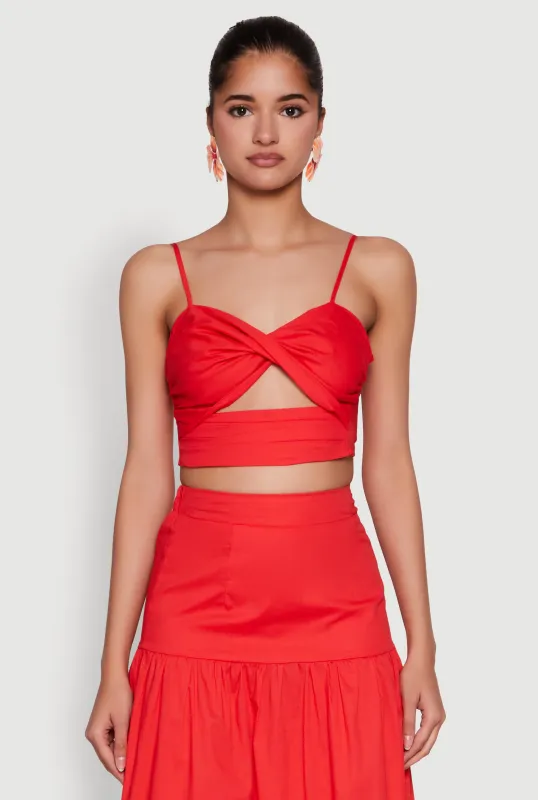 Twist Front Zip Back Cropped Cami sold by Rainbow