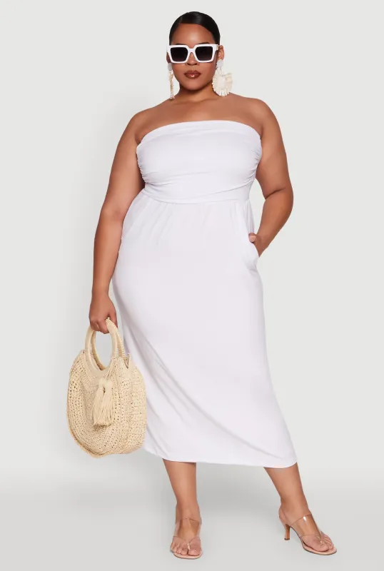 Plus Size Soft Knit Empire Waist Maxi Tube Dress sold by Rainbow