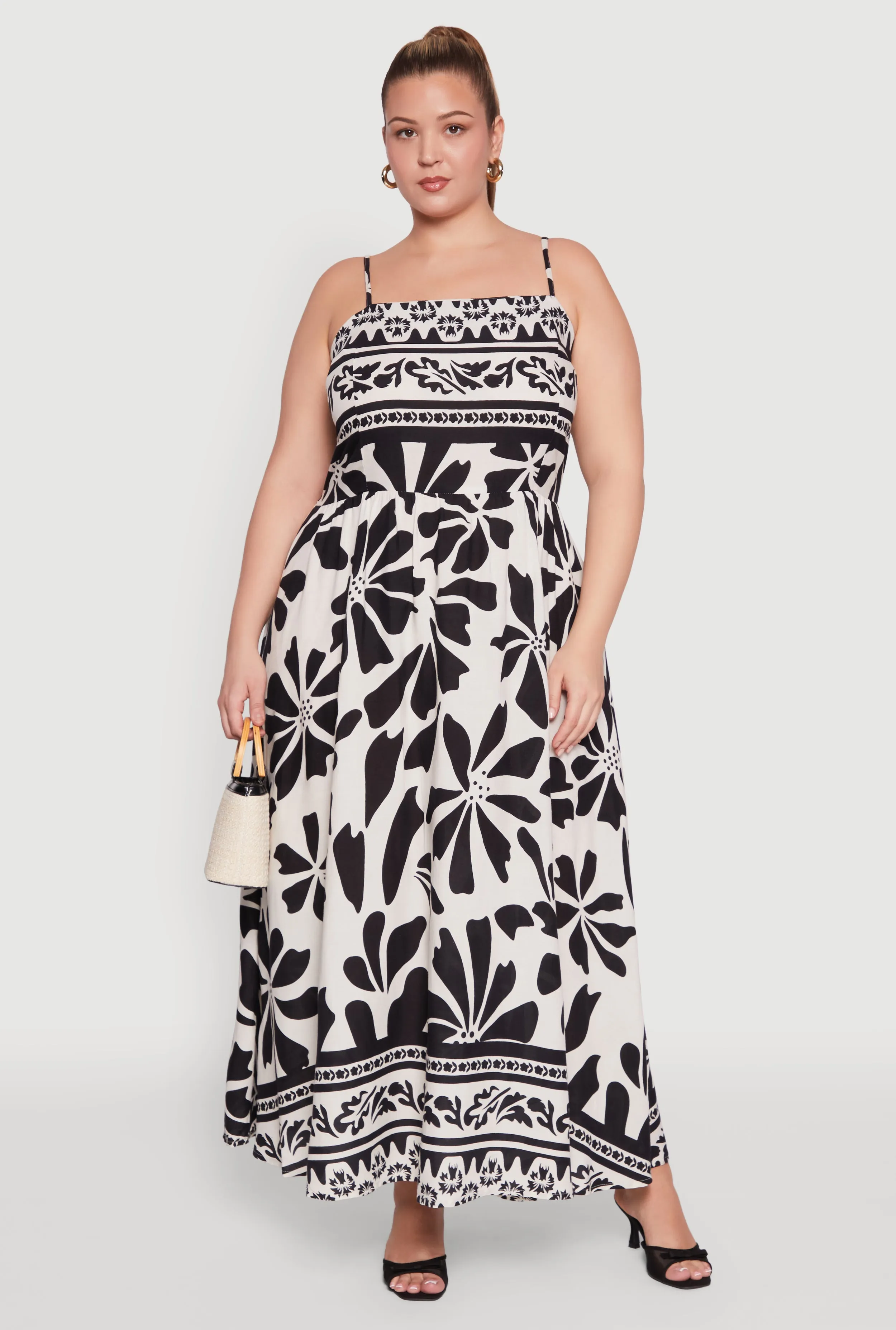 Plus Size Floral Border Print Maxi Dress sold by Rainbow