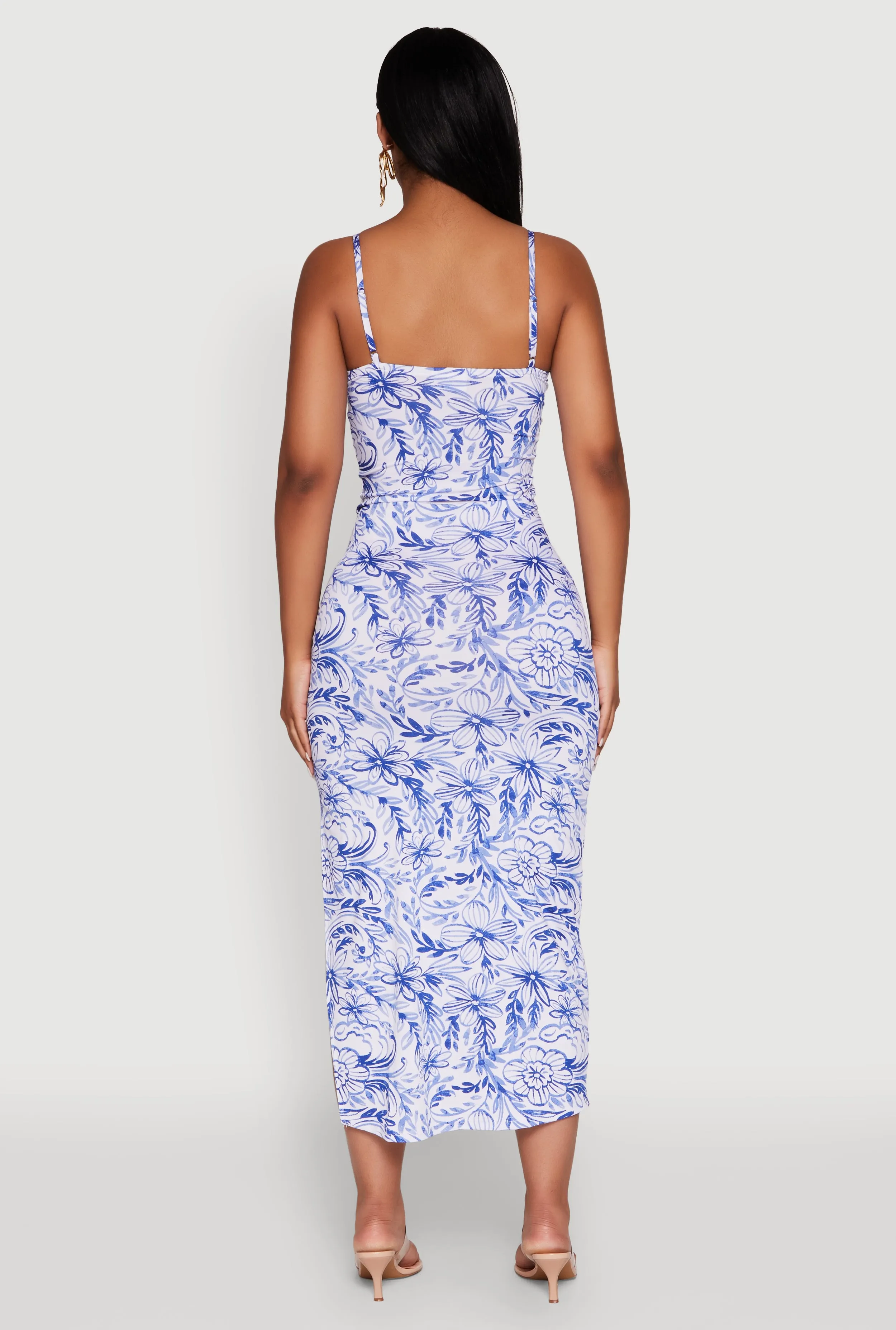 Side Slit Flower Print Cami Maxi Dress sold by Rainbow product image thumbnail 5