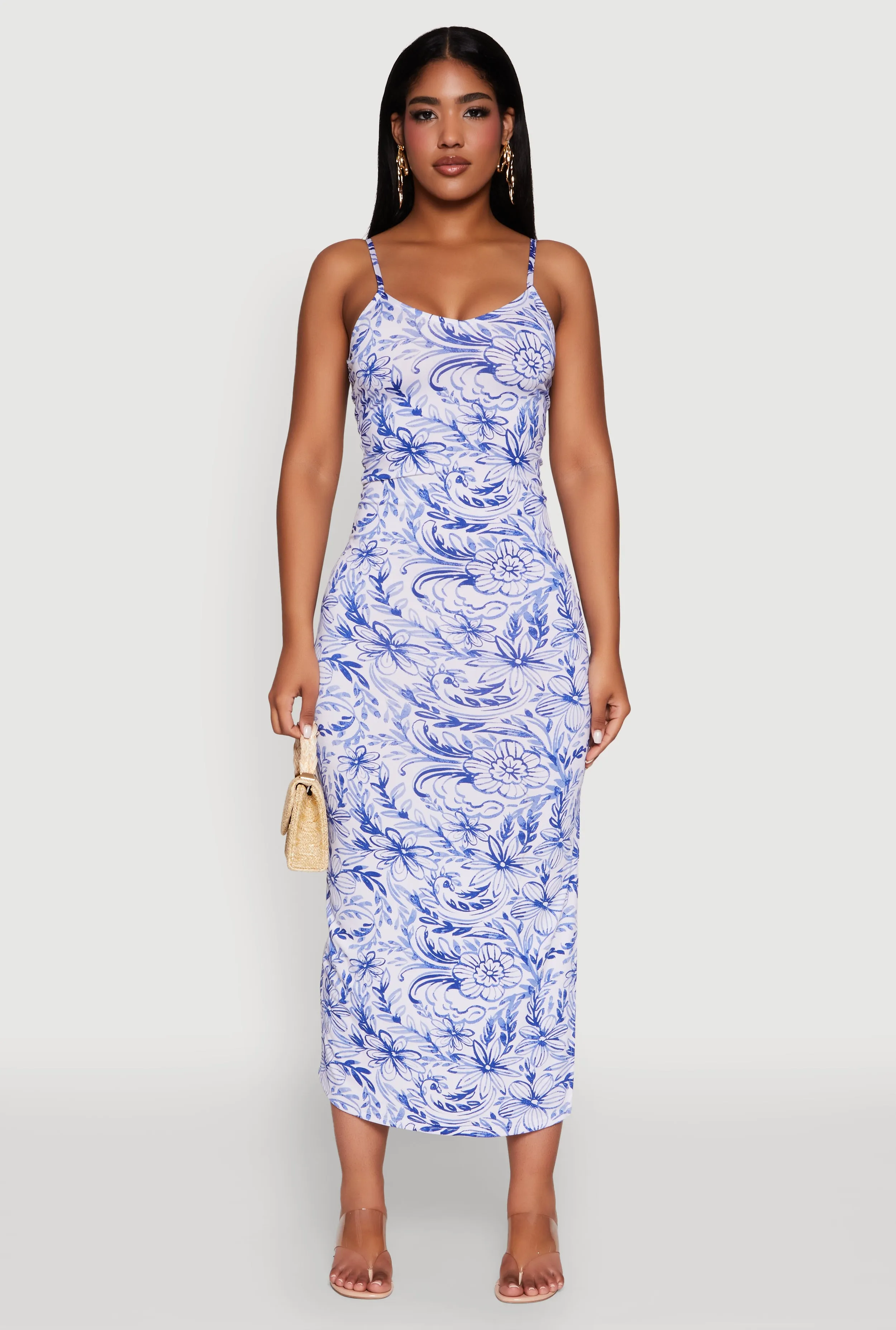 Side Slit Flower Print Cami Maxi Dress sold by Rainbow product image thumbnail 2