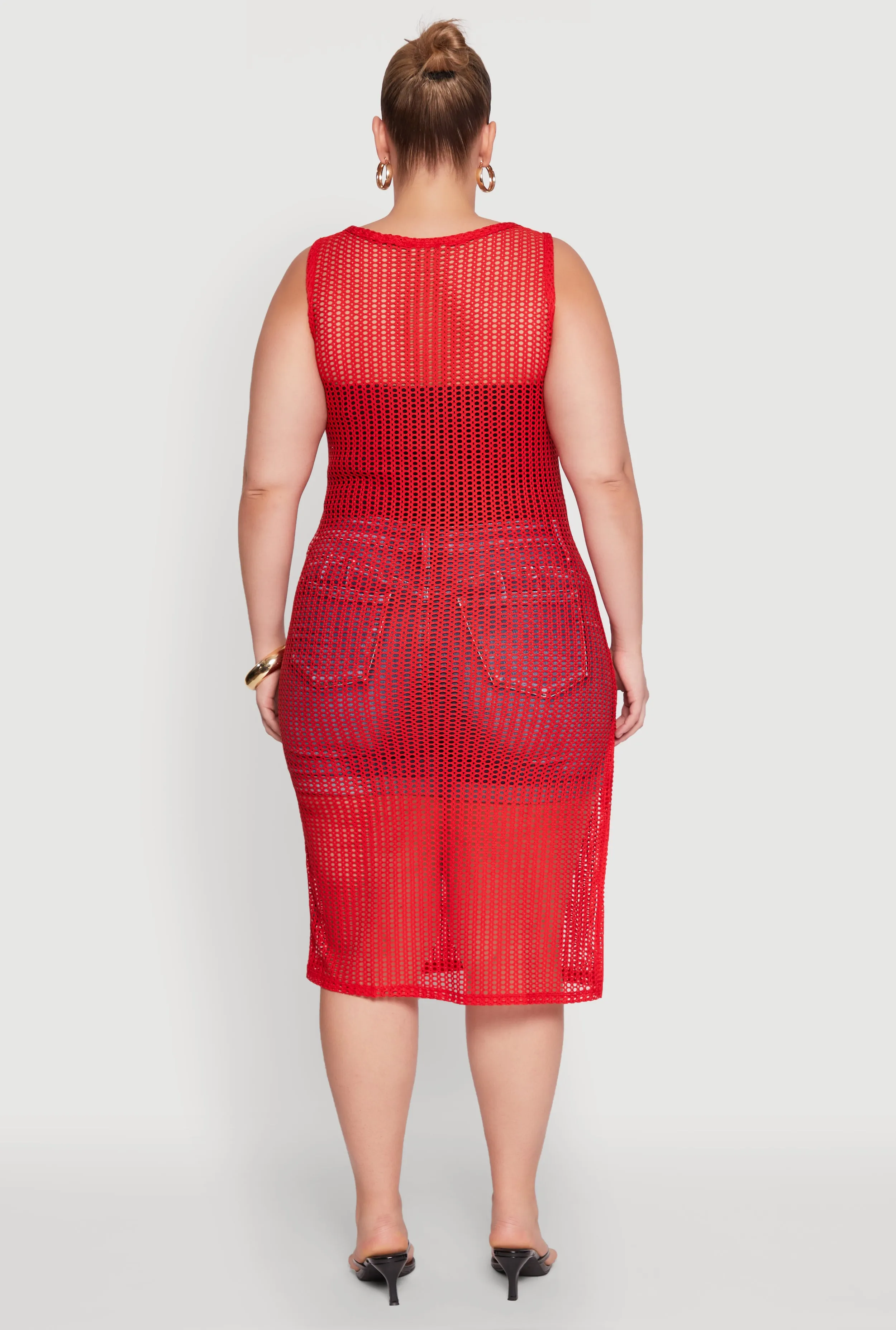 Plus Size Fishnet Side Slit Maxi Cover Up sold by Rainbow product image thumbnail 5