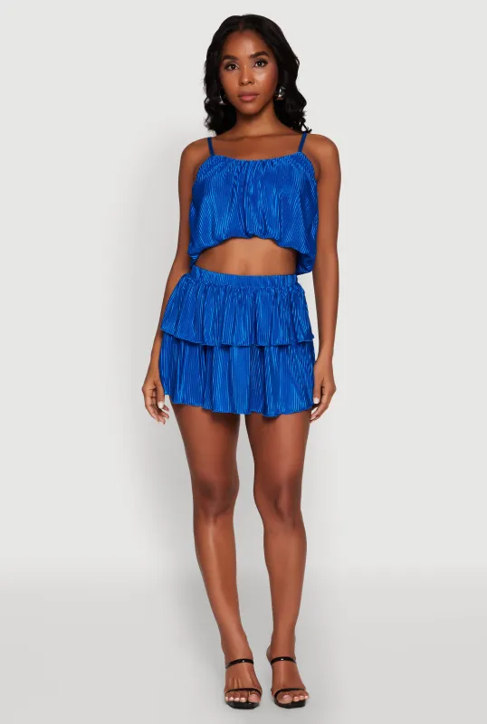 Plisse Tiered Mini Skirt sold by Rainbow