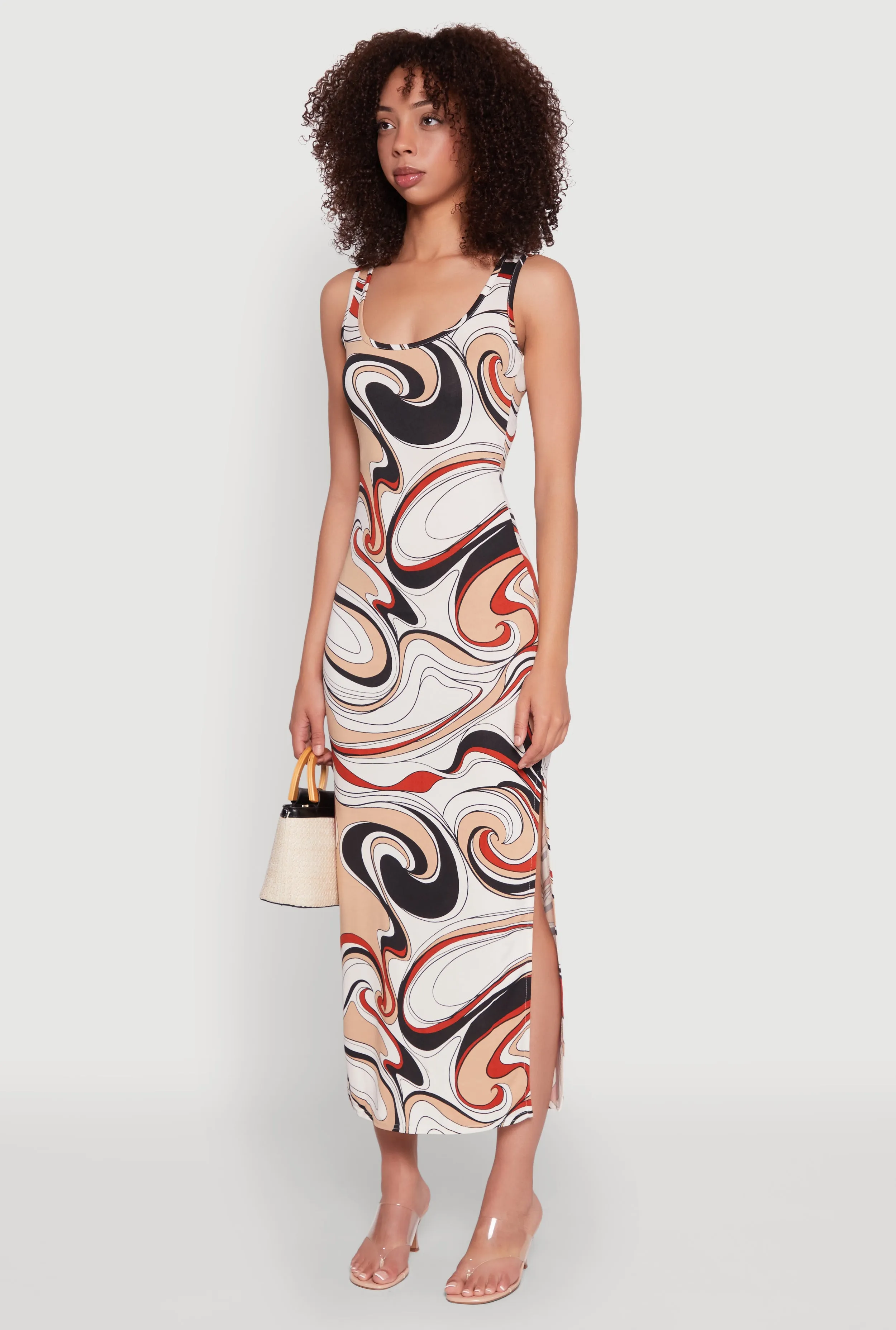 Vivid Psychedelic Swirl Print Sleeveless Tank Dress sold by Rainbow product image thumbnail 3