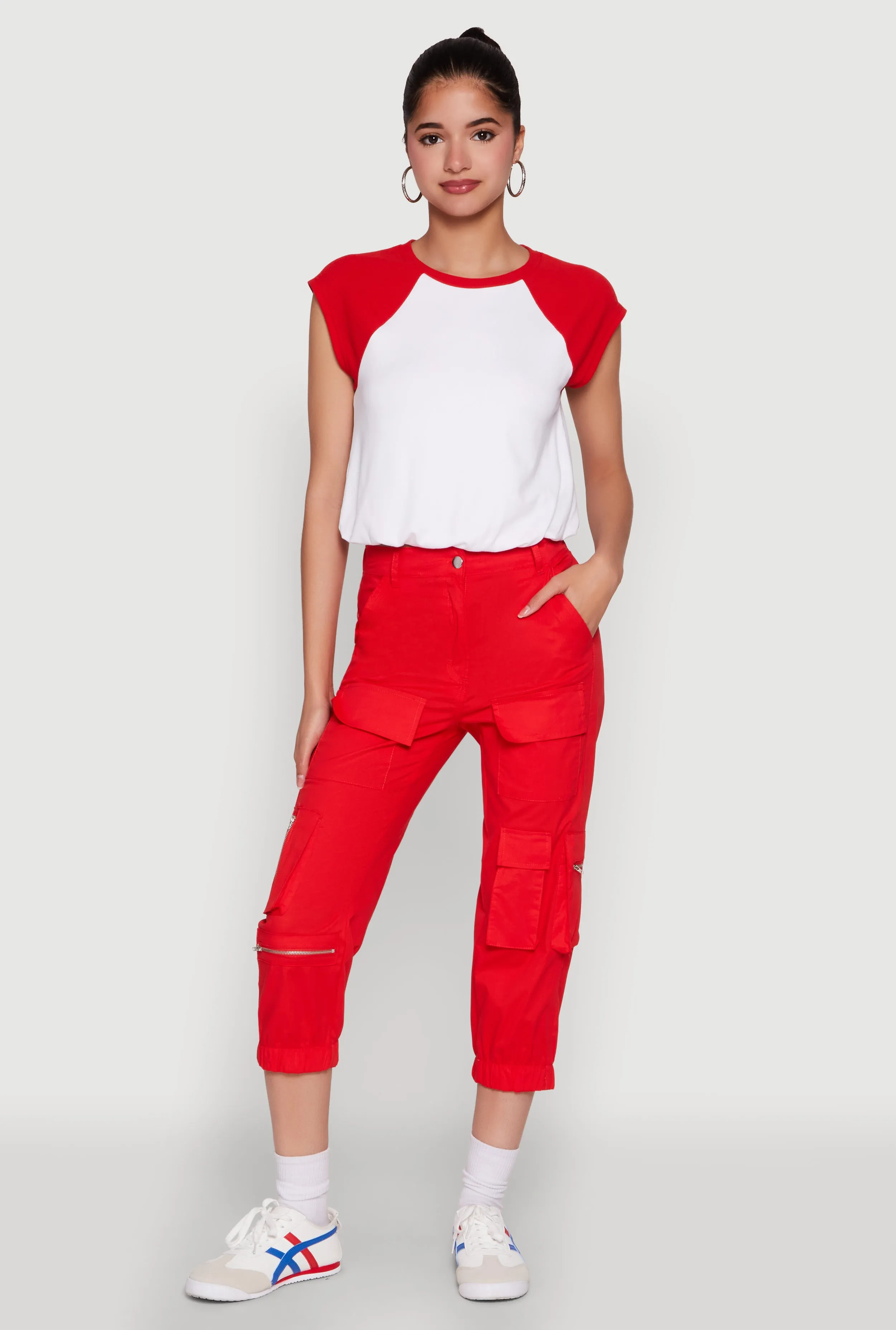 Zip Detail Capri Cargo Pants sold by Rainbow