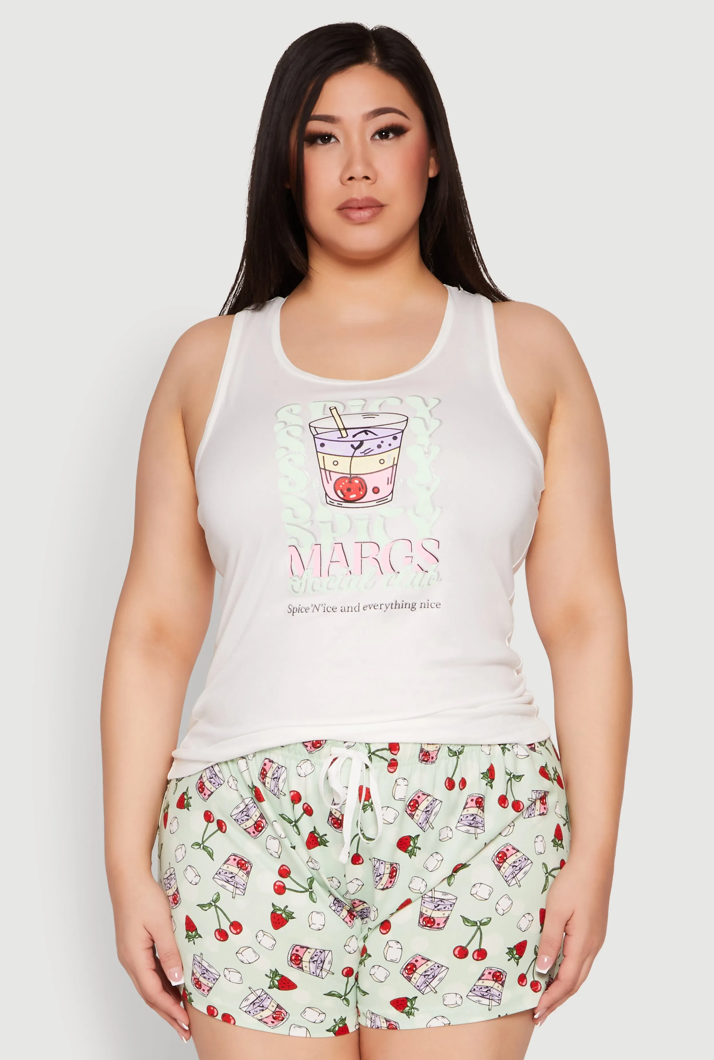 Plus Size Spicy Margs Racerback Pajama Tank Top and Shorts sold by Rainbow product image thumbnail 2