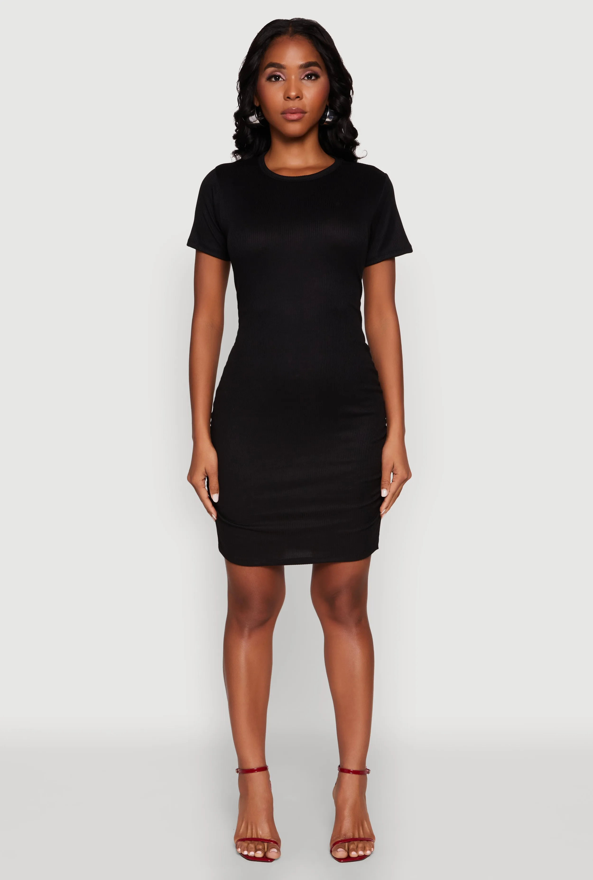 Ribbed Knit Ruched T Shirt Dress sold by Rainbow product image thumbnail 2