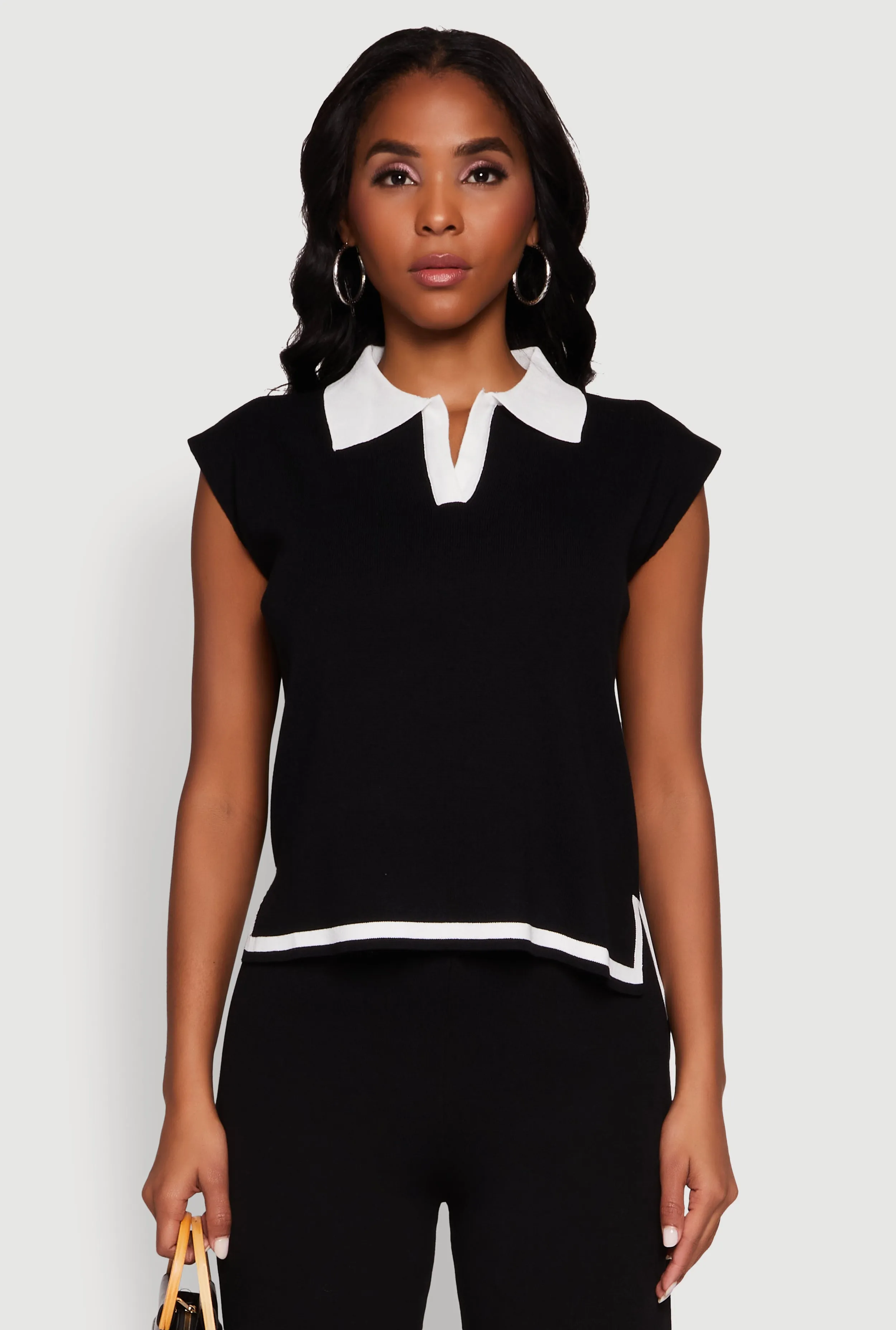 Daisy Contrast Trim Cap Sleeve Blouse sold by Rainbow