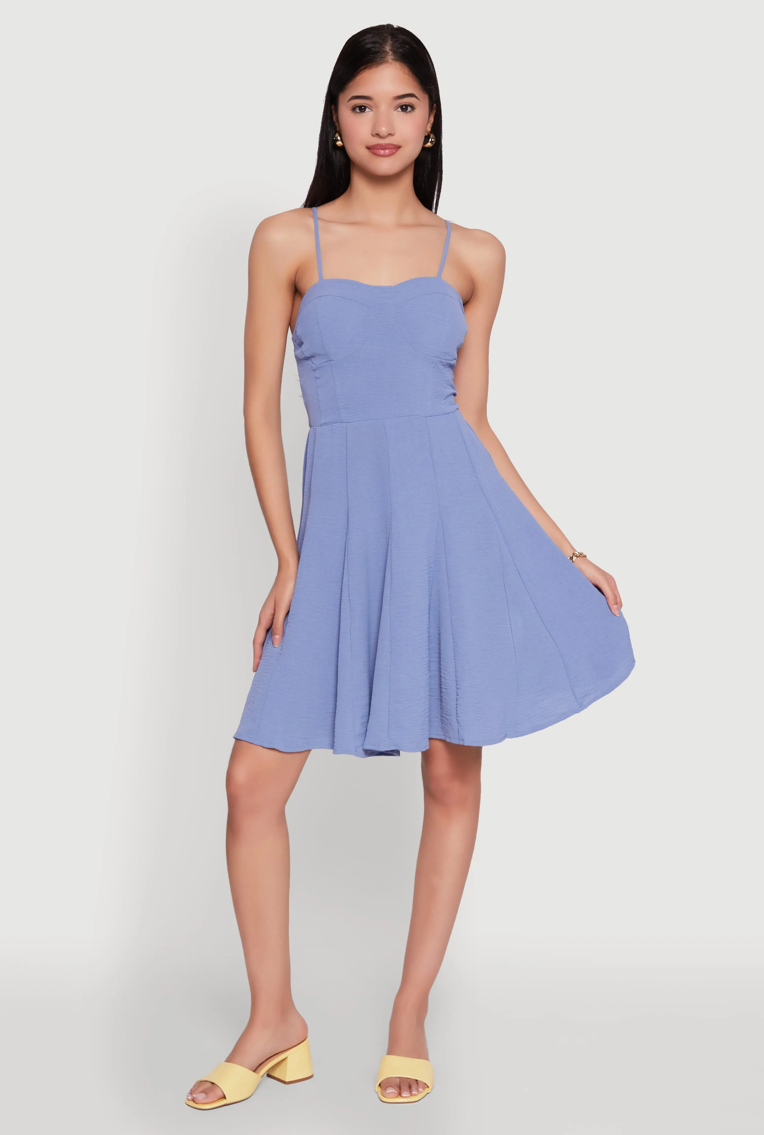 Airy Bustier Pleated Skater Dress sold by Rainbow