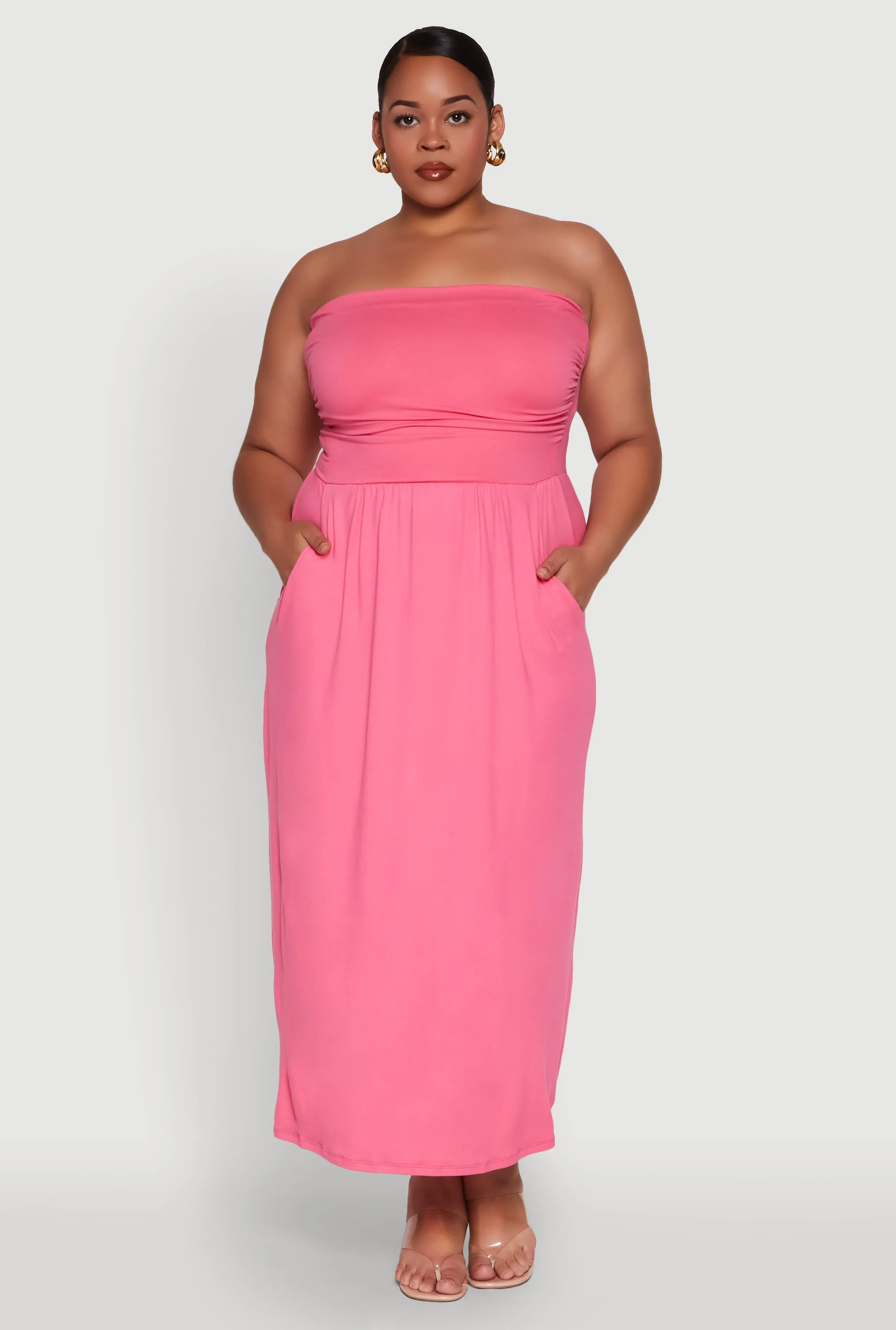 Plus Size Soft Knit Empire Waist Maxi Tube Dress sold by Rainbow