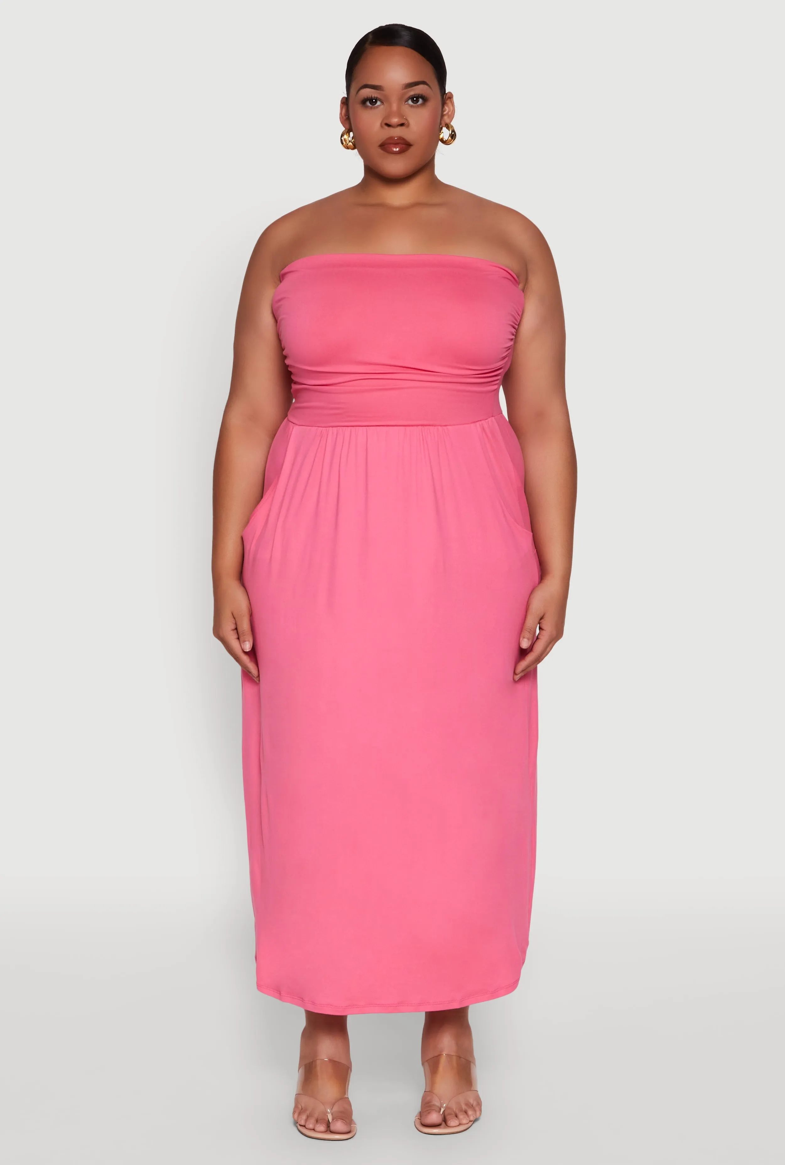 Plus Size Soft Knit Empire Waist Maxi Tube Dress sold by Rainbow product image thumbnail 2