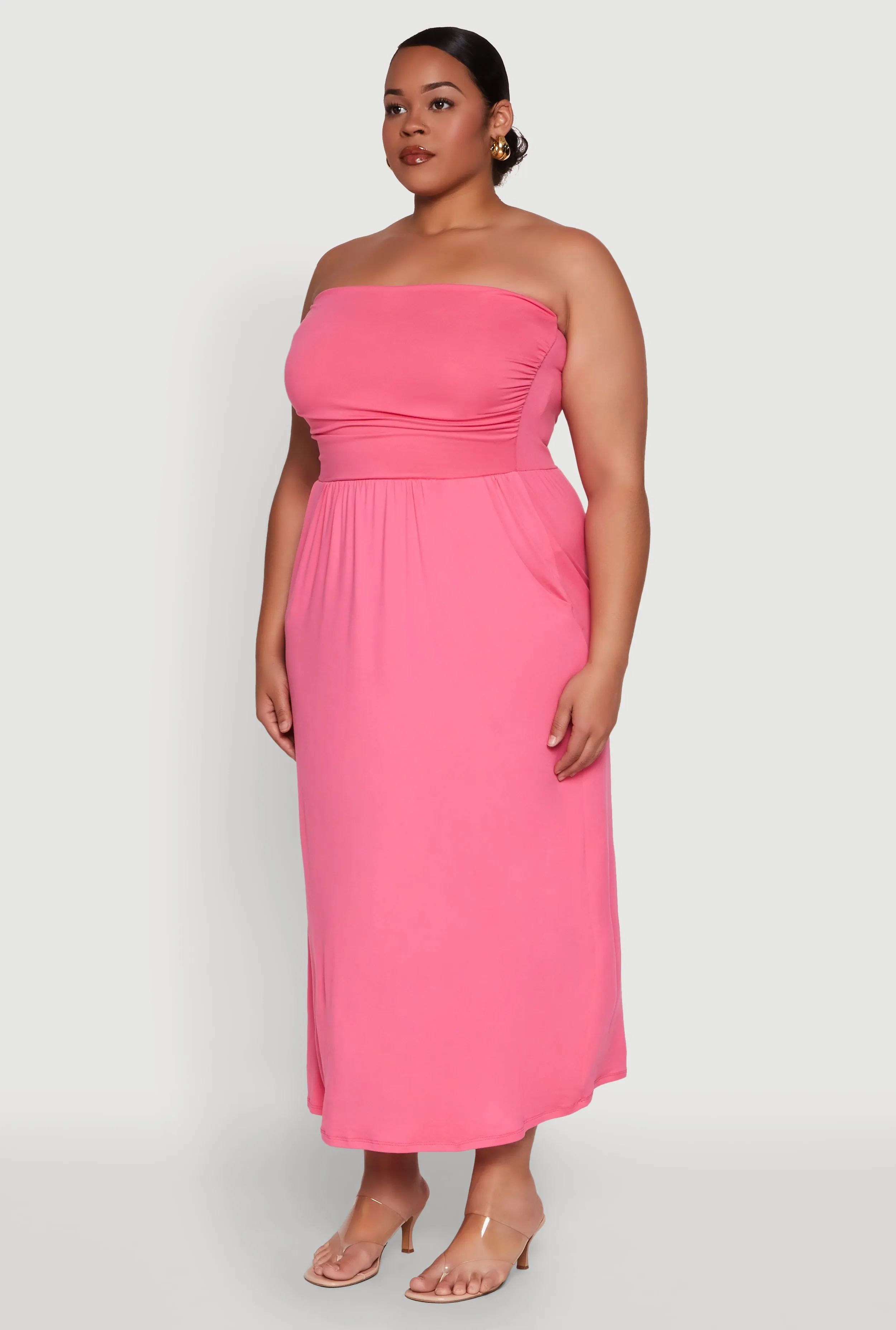 Plus Size Soft Knit Empire Waist Maxi Tube Dress sold by Rainbow product image thumbnail 3