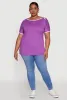 Plus Size Contrast Trim Short Sleeve Top sold by Rainbow