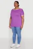 Plus Size Contrast Trim Short Sleeve Top sold by Rainbow