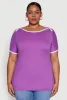 Plus Size Contrast Trim Short Sleeve Top sold by Rainbow