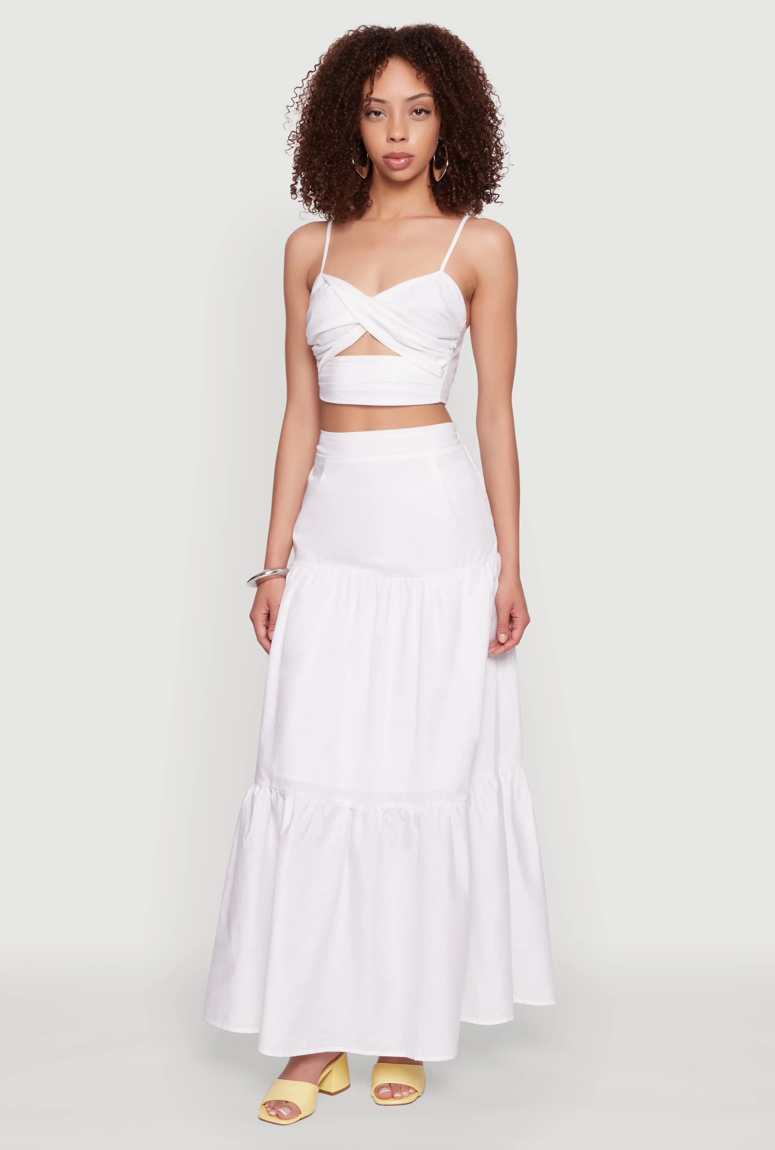 Poplin High Waist Tiered Maxi Skirt sold by Rainbow