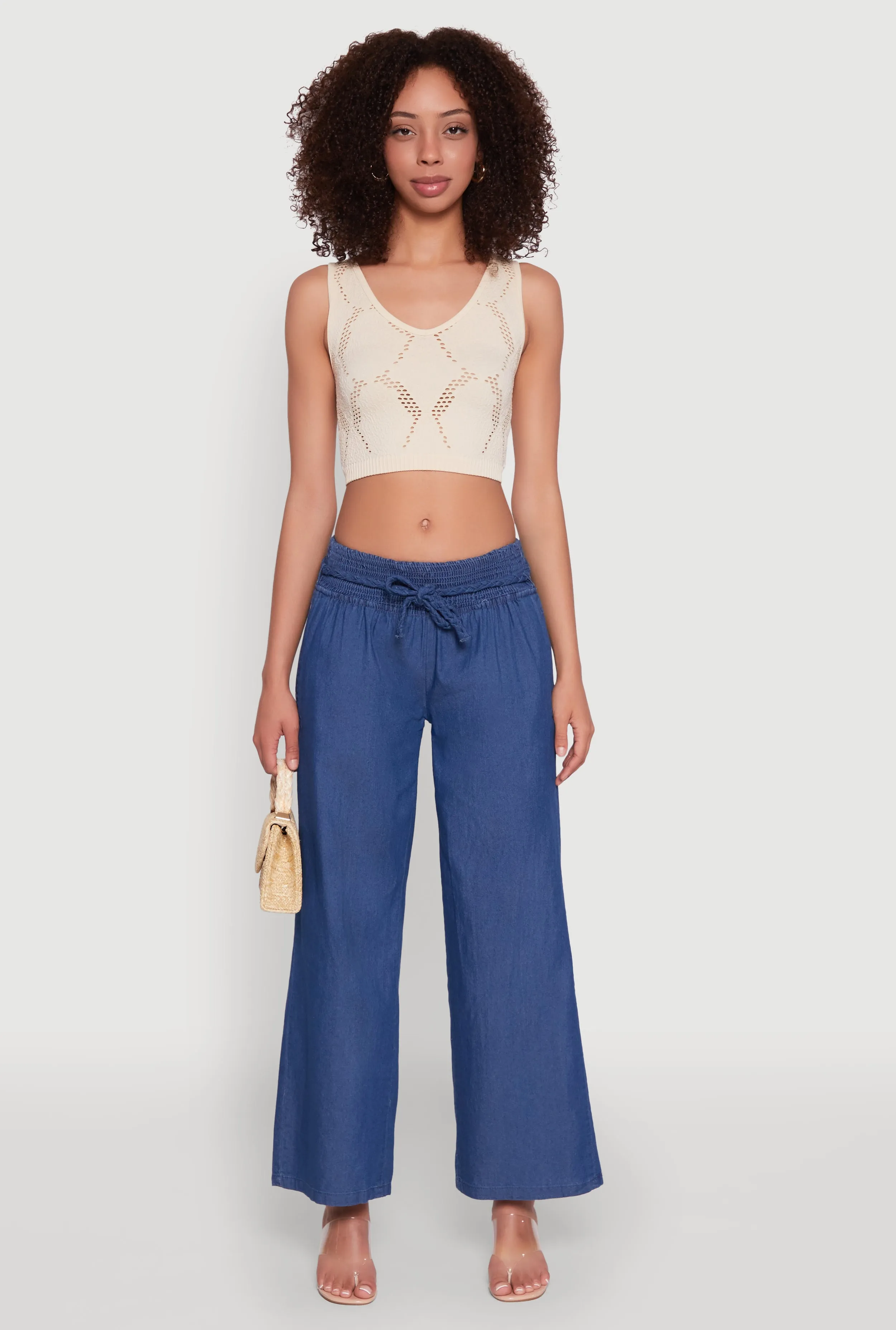 Chambray Tie Waist Belted Pants sold by Rainbow product image thumbnail 2