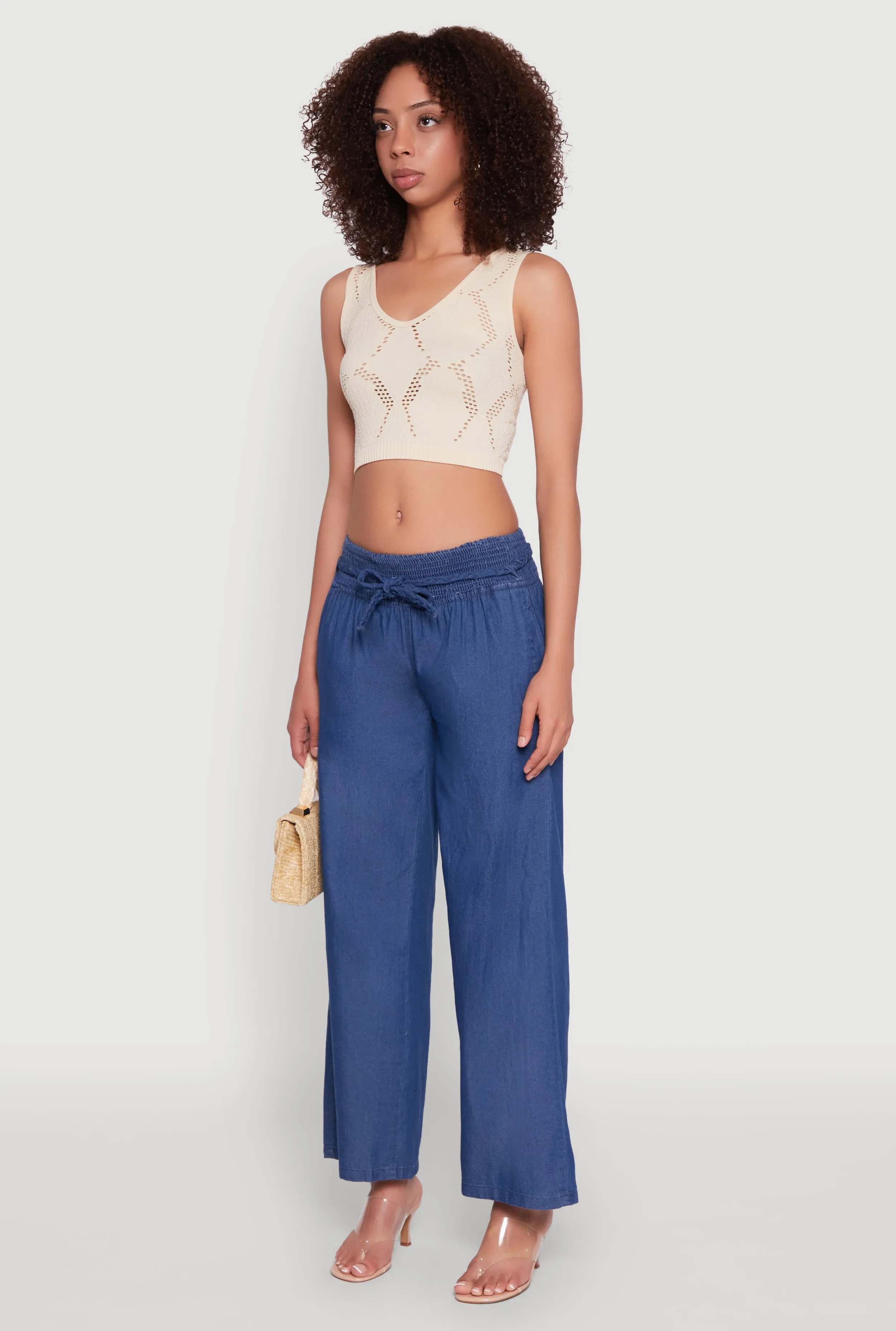 Chambray Tie Waist Belted Pants sold by Rainbow product image thumbnail 3