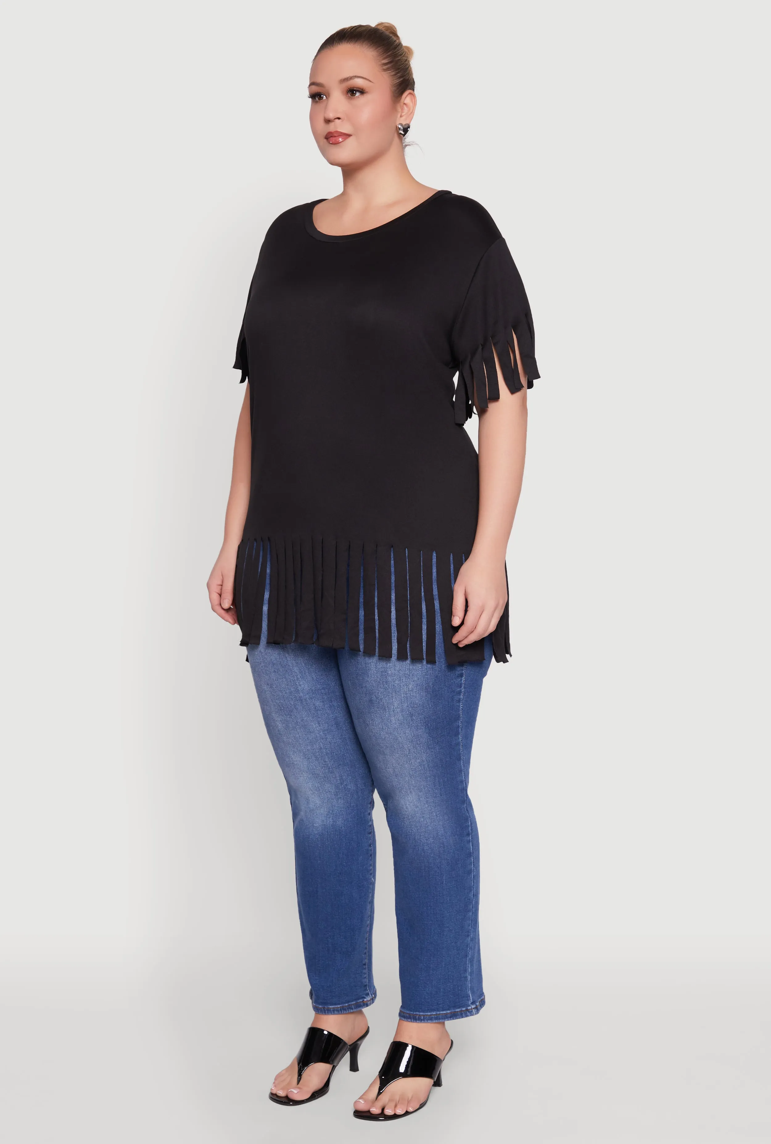 Plus Size Fringe Sleeve Hem Tee sold by Rainbow product image thumbnail 5