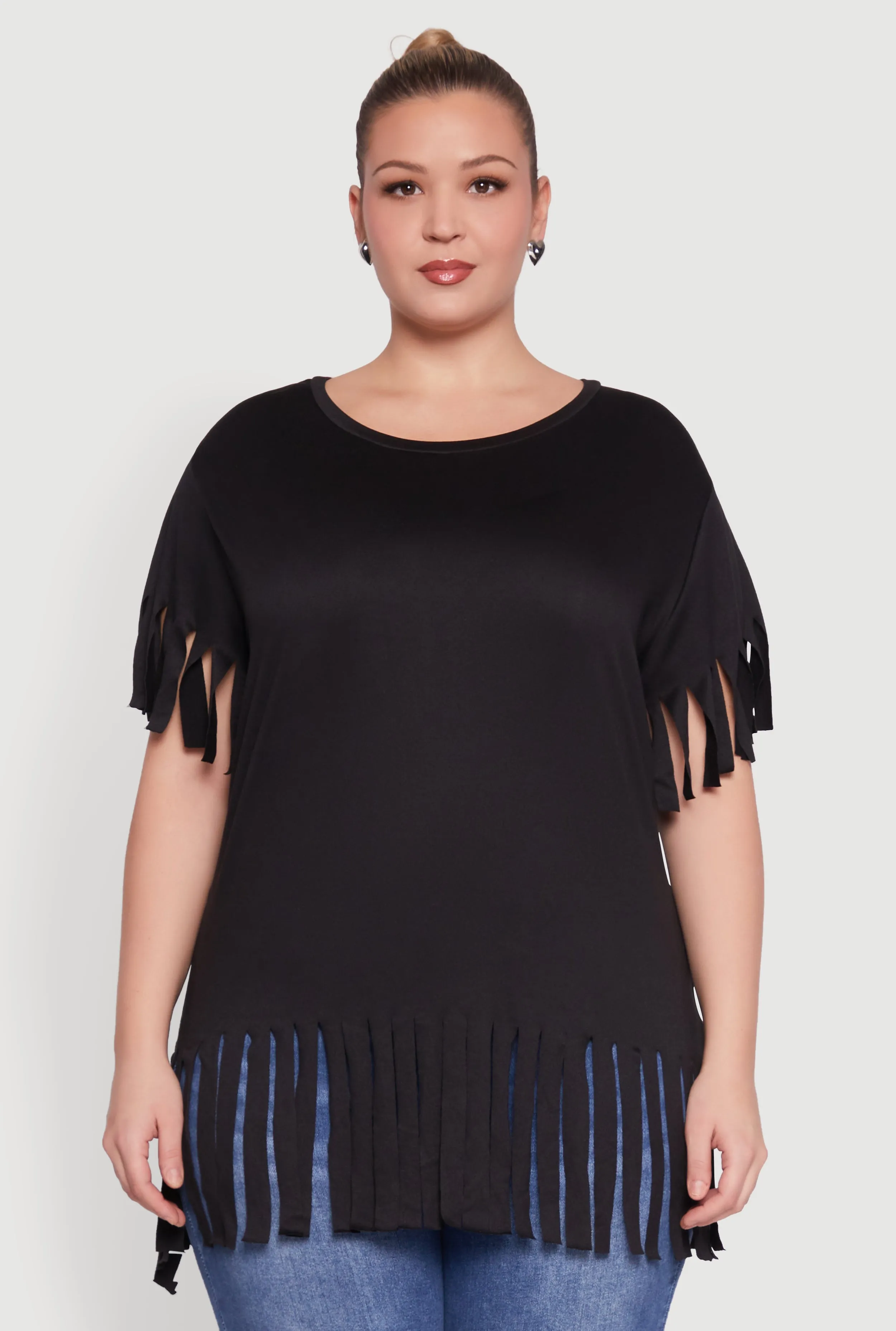 Plus Size Fringe Sleeve Hem Tee sold by Rainbow product image thumbnail 2