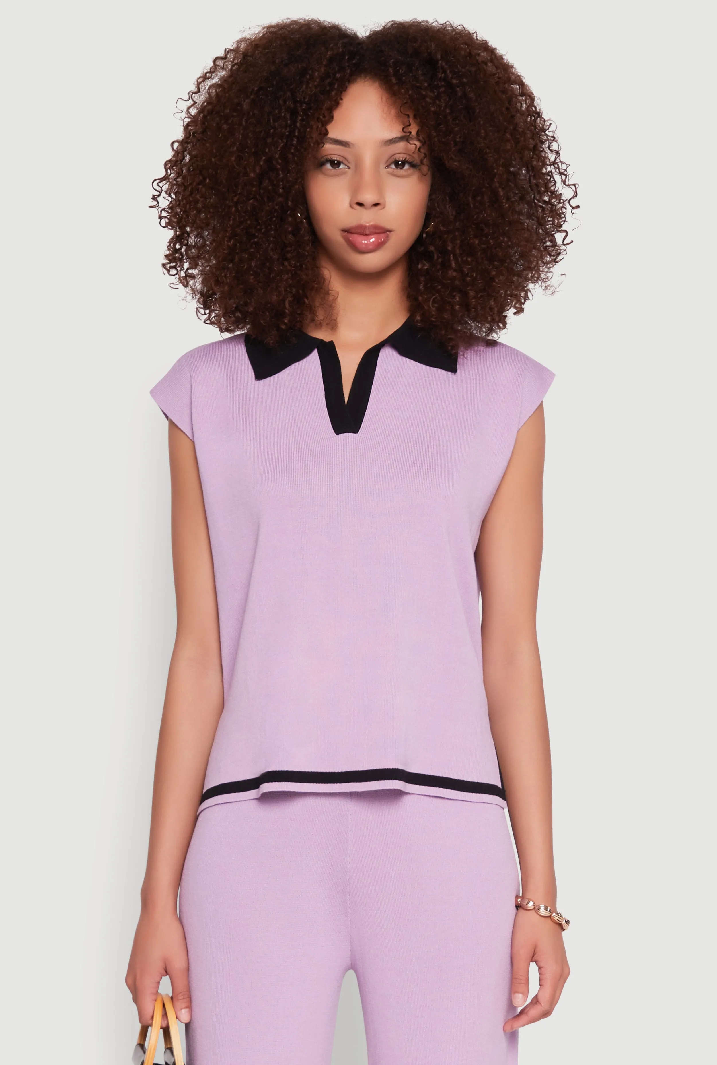 Daisy Contrast Trim Cap Sleeve Blouse sold by Rainbow