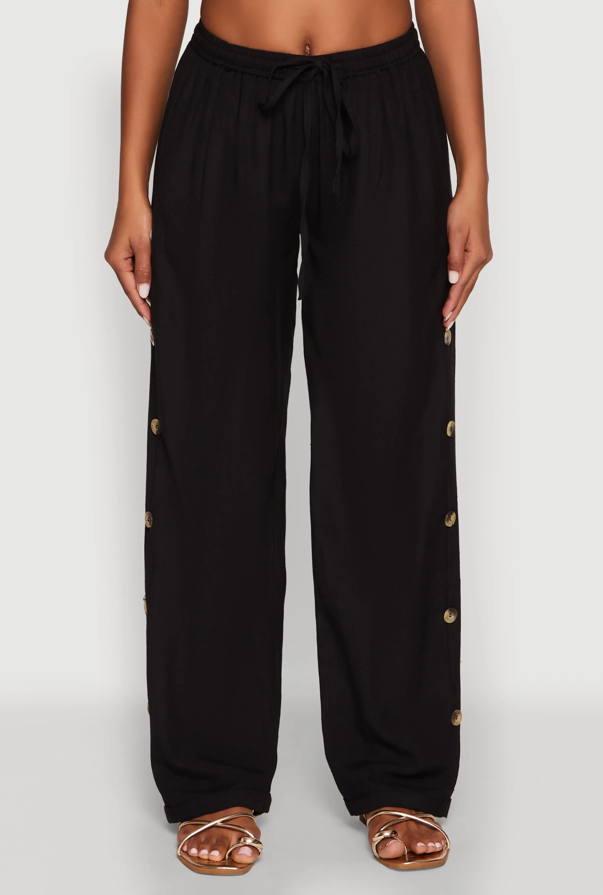 Side Button Detail Linen Pants sold by Rainbow product image thumbnail 5