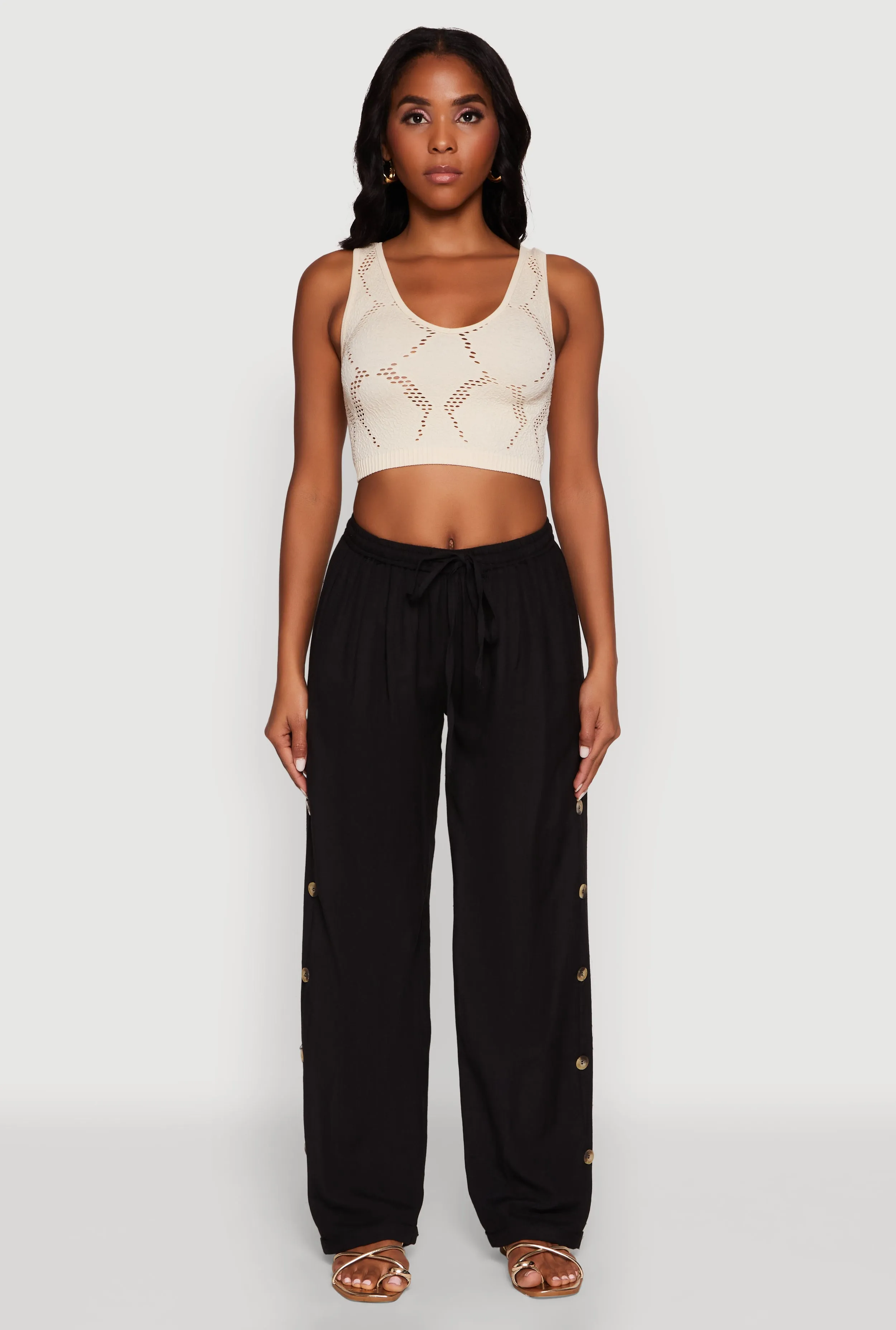 Side Button Detail Linen Pants sold by Rainbow product image thumbnail 2