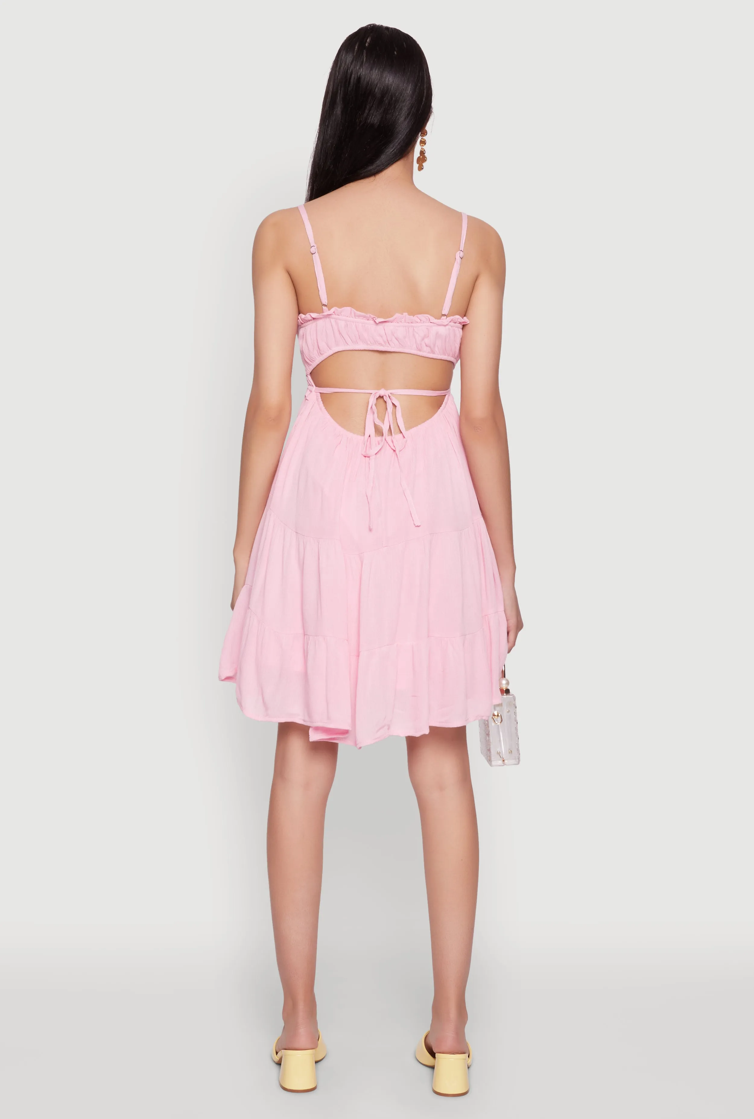 Iris Tie Front Tiered Mini Dress sold by Rainbow product image thumbnail 5