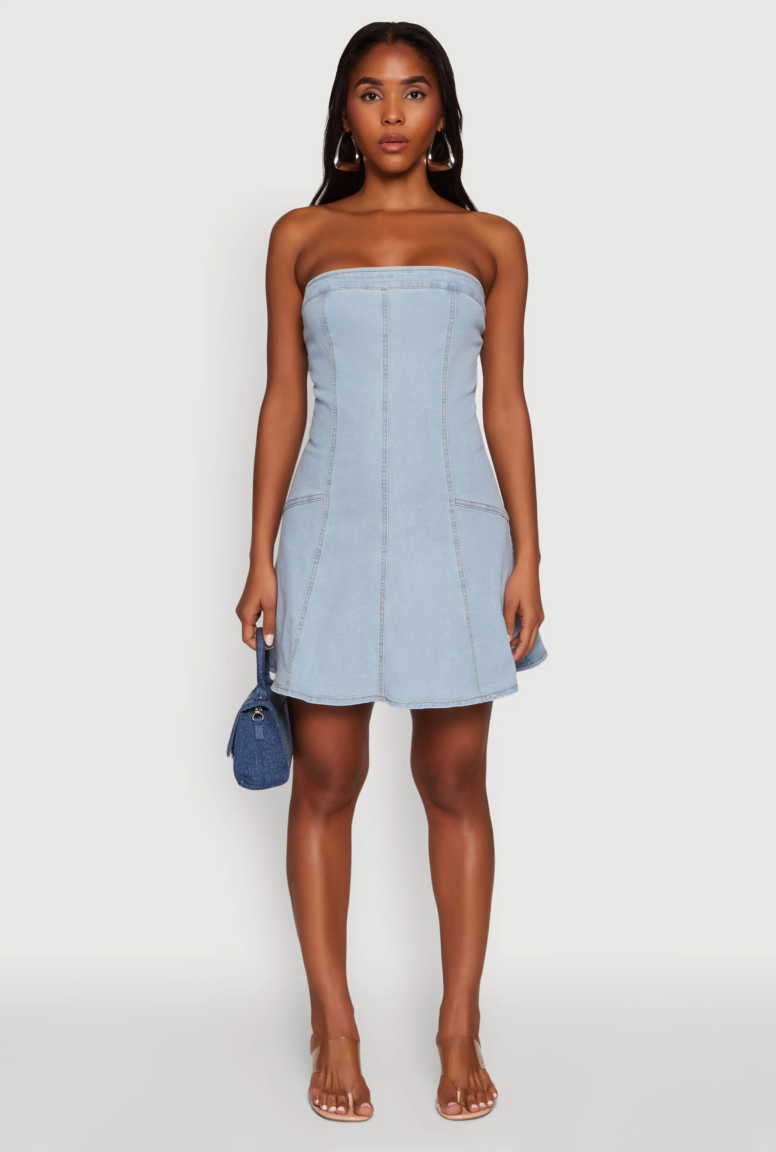 Daisy Strapless Denim Skater Dress sold by Rainbow
