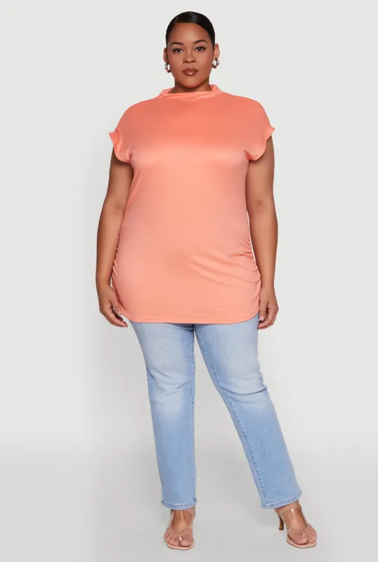 Plus Size Ruched Cap Sleeve Top sold by Rainbow