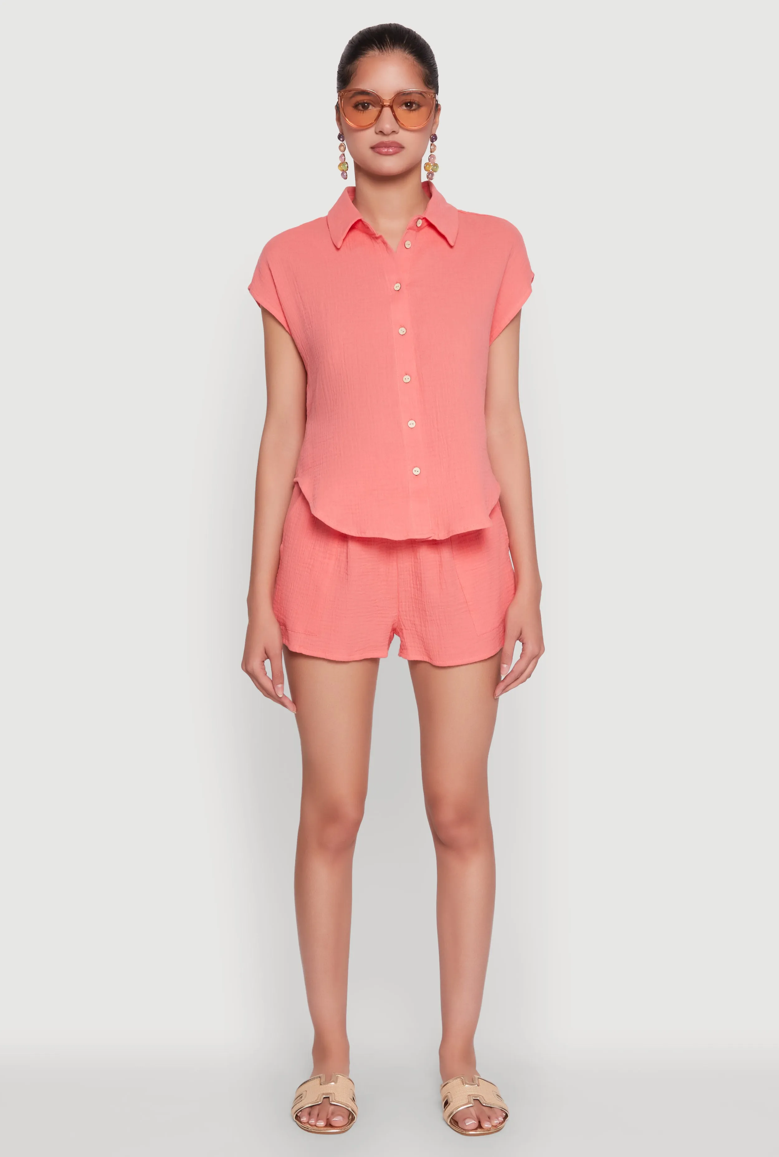 Gauze Knit Button Front Shirt sold by Rainbow product image thumbnail 3