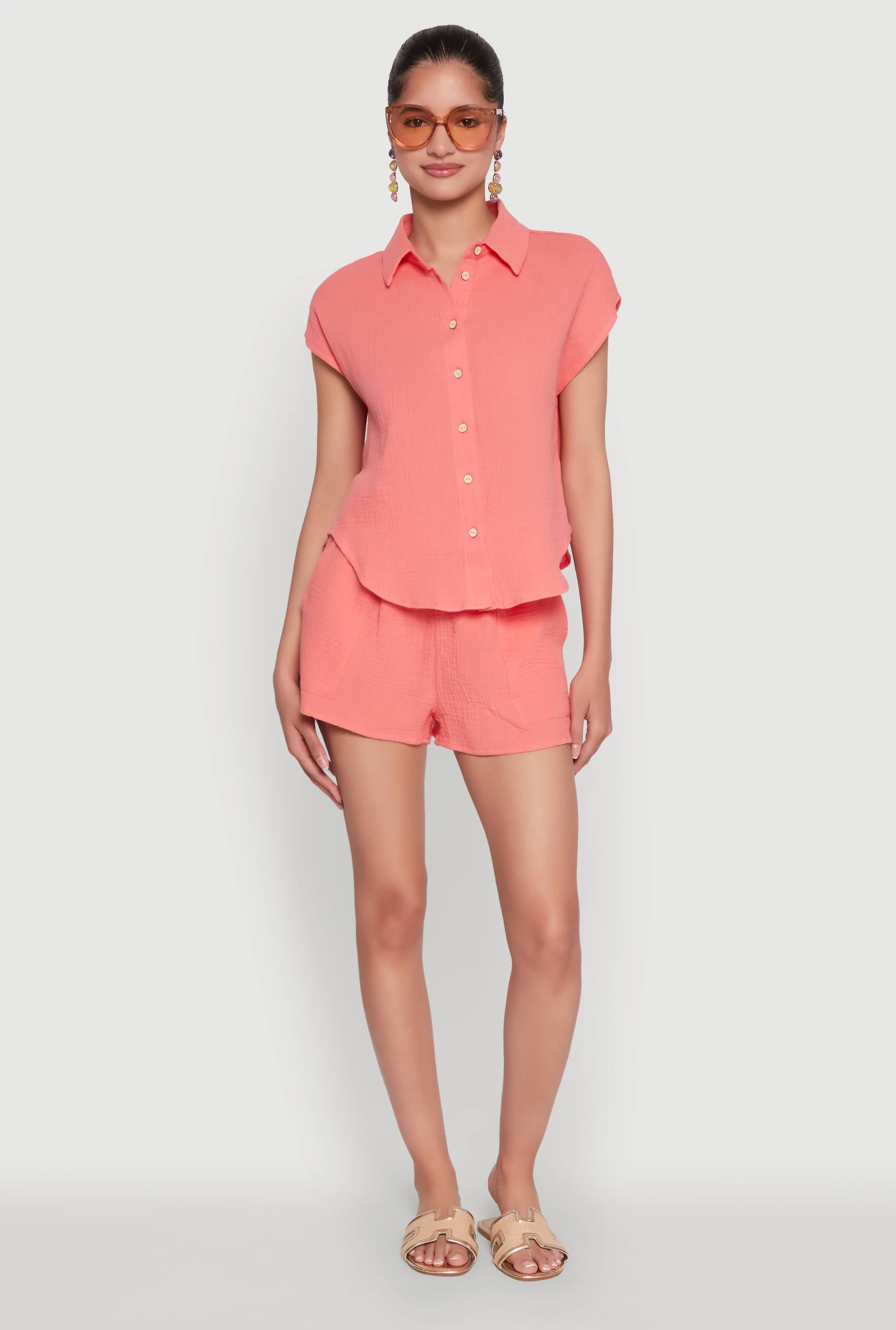 Gauze Knit Button Front Shirt sold by Rainbow product image thumbnail 2